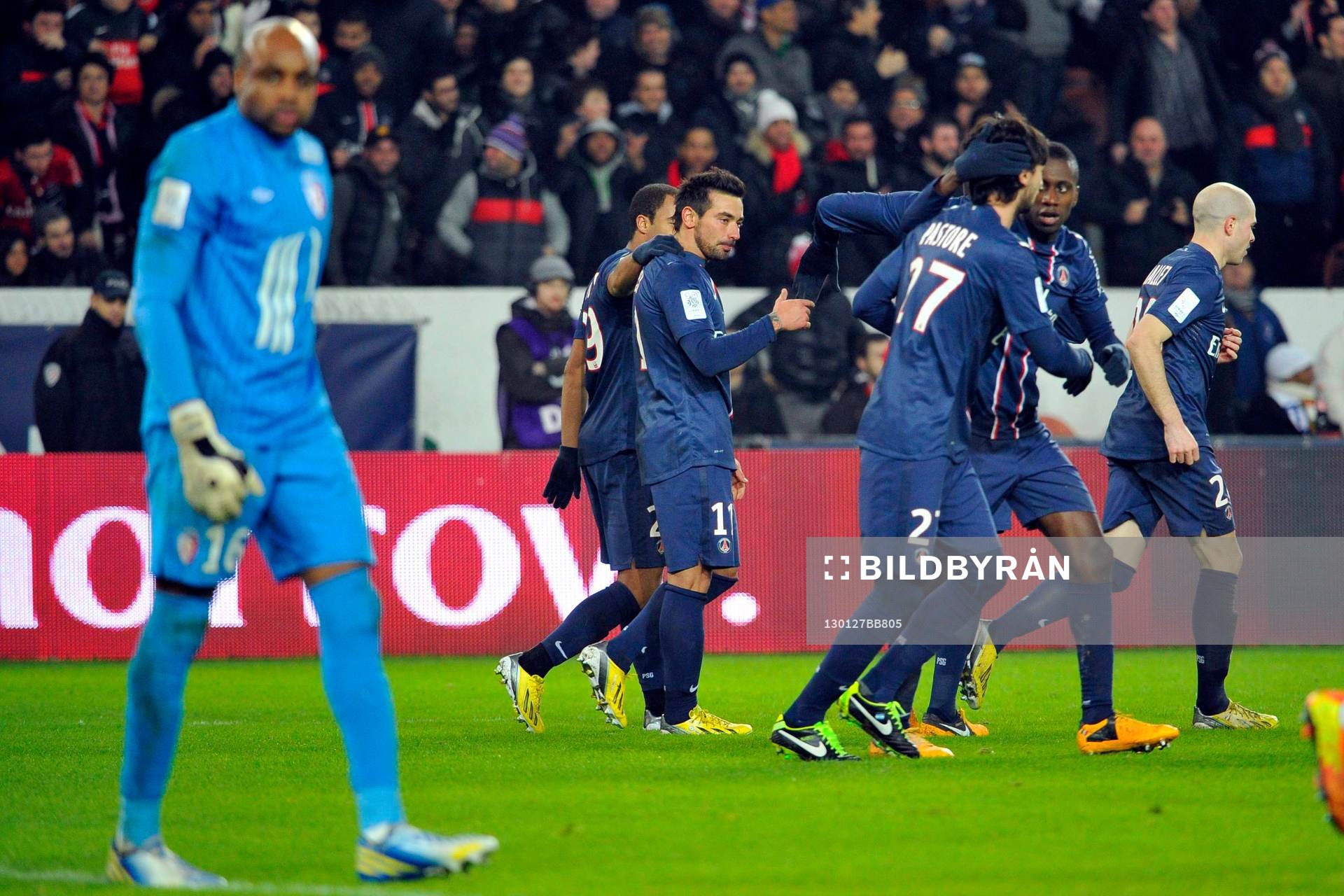 Joie du PSG / Ezequiel LAVEZZI  - 27.01.2013 - PSG / Lille