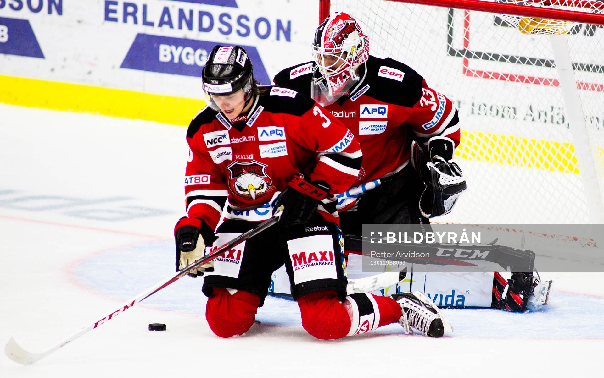 Calle Andersson, Malmö Redhawks, agerar målvakt