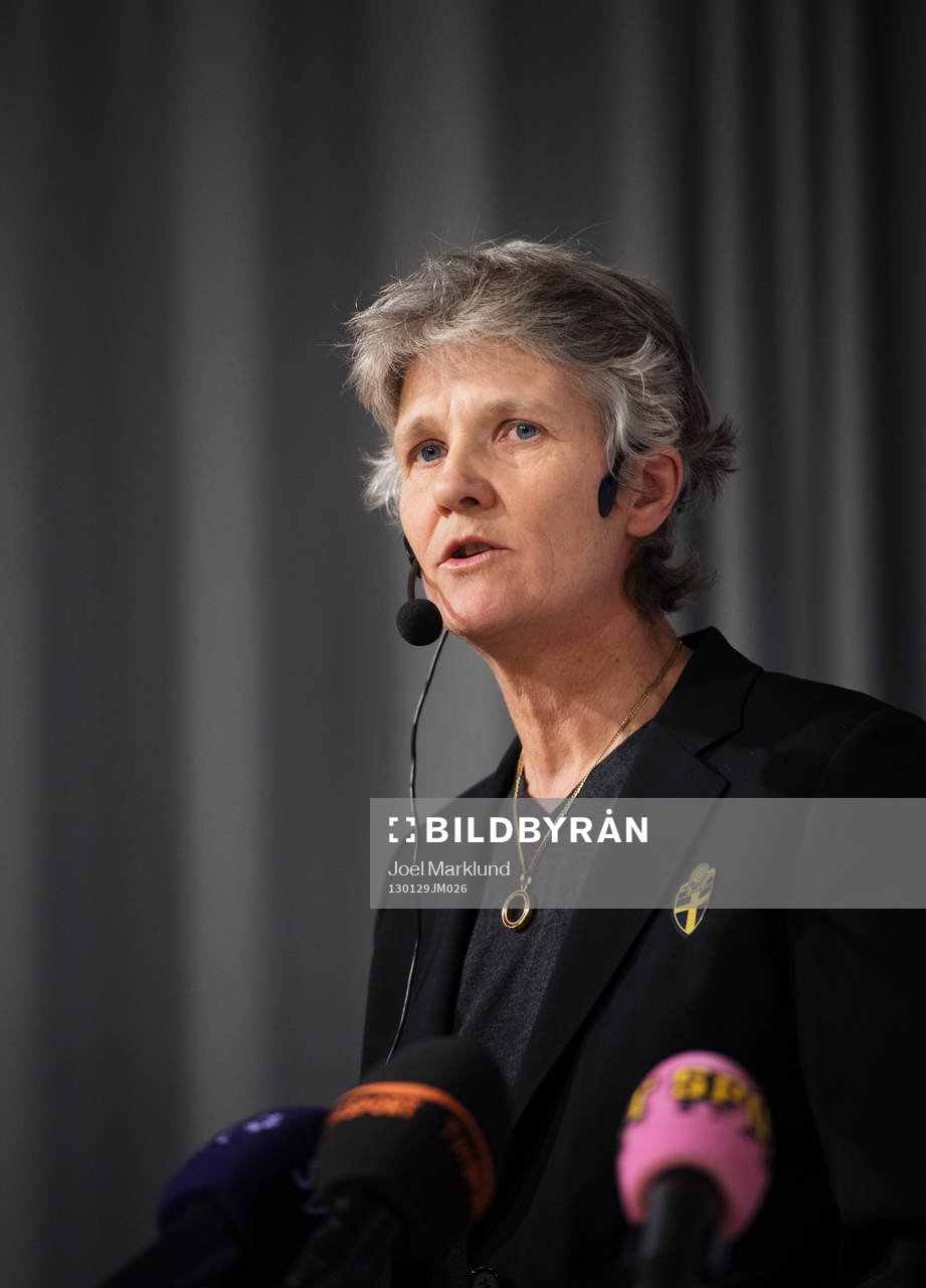 Pia Sundhage, förbundskapten damlandslaget, presenterade