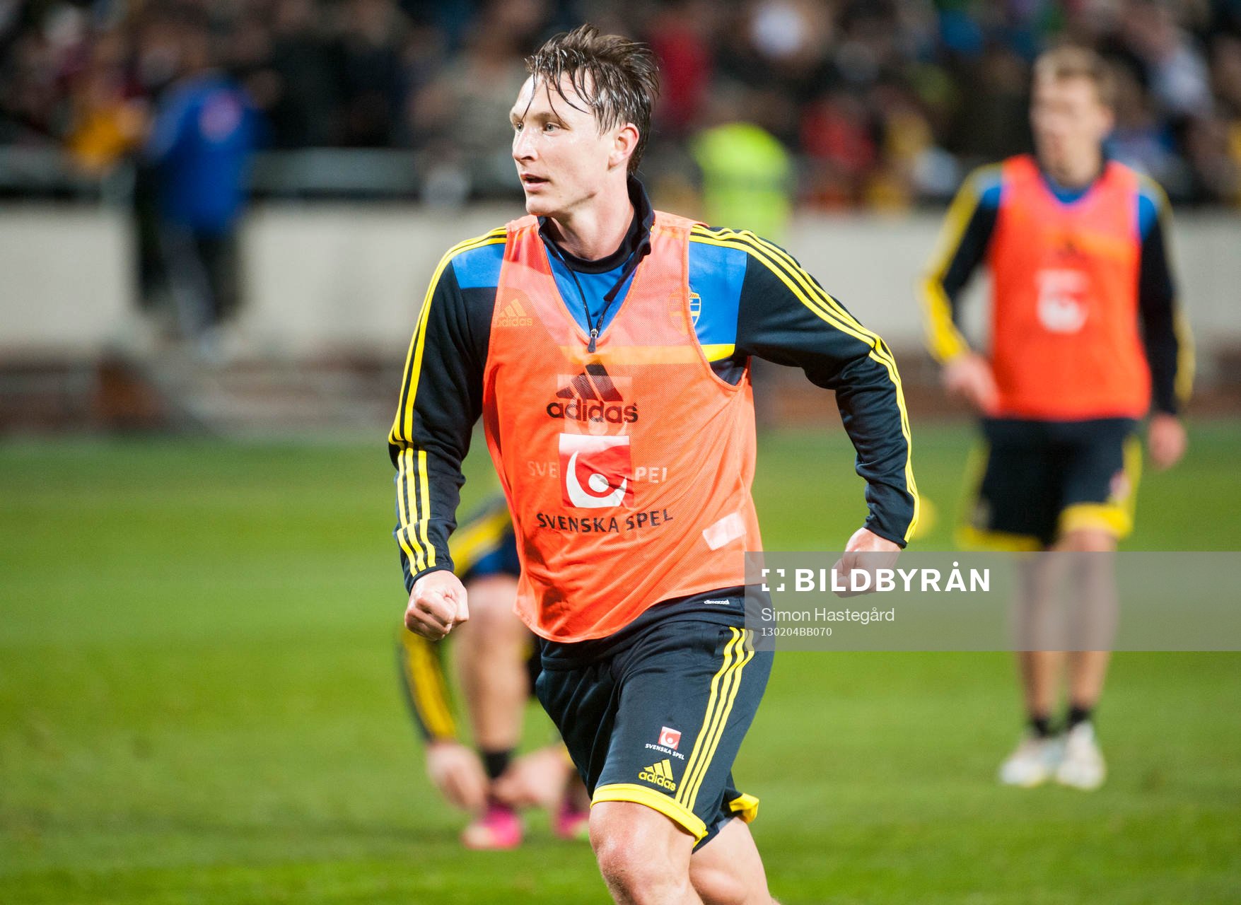 Fotboll, Sverige, Träning på Friends arena.: Sverige tränar på Friends Arena inför matchen mot Argentina. Kim Källström, 