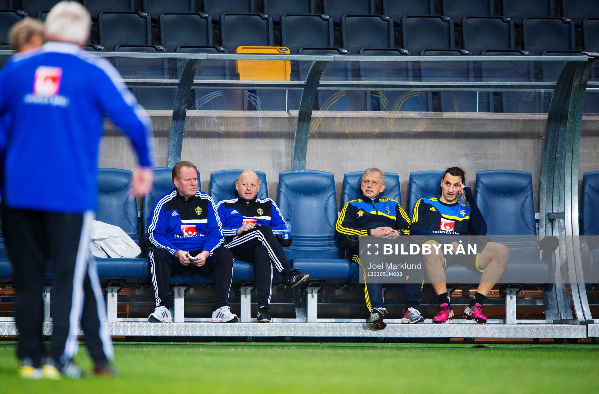 Lars Richt, landslagschef, och Zlatan Ibrahimovic sitter