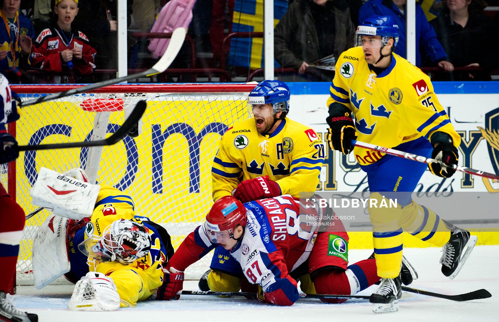 Johan Gustafsson, målvakt, Joel Lundqvist, Tomas Skogs,