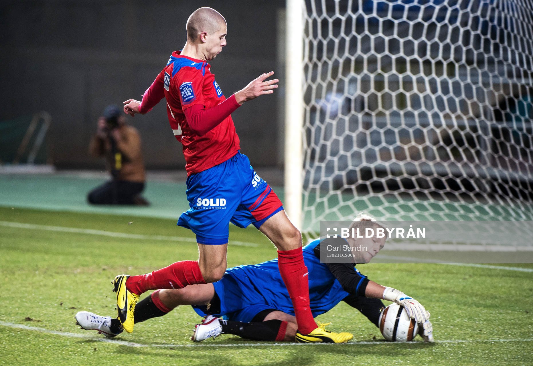 Fotboll, Atlantic Trophy, Helsingborg - FC Midtjylland: Robin Simovic, Helsingborg, Jonas Lossi, målvakt, FC Midtjylland.