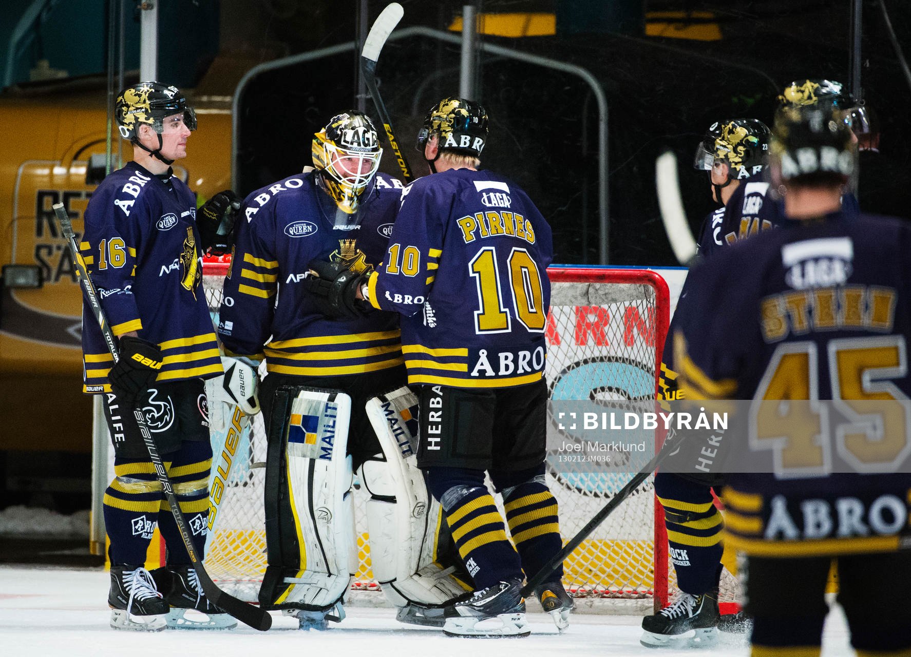 Tobias Viklund, Daniel Larsson, målvakt, och Esa Pirnes,