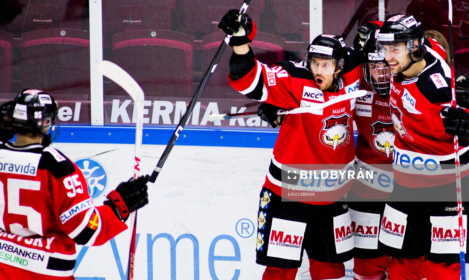 Jubel i, Malmö Redhawks, efter, Rasmus Andersson, Malmö