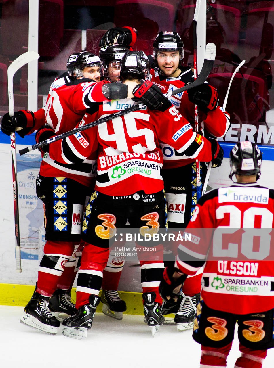 Jubel i, Malmö Redhawks, efter, Rasmus Andersson, Malmö