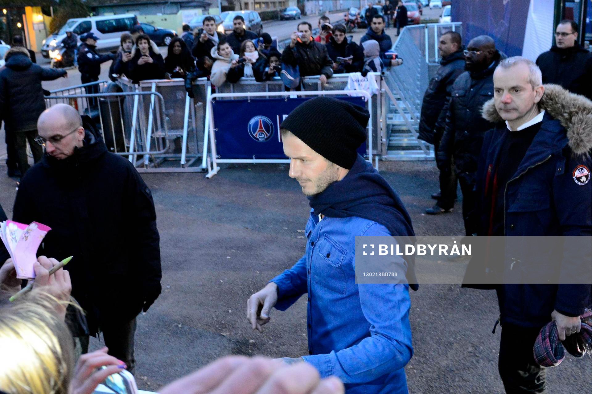  Fotboll, David Beckham tränar med Paris Saint Germain: David BECKHAM - 13.02.2013 - Premier Entrainement de David Beckham au Paris Saint Germain -Camps des loges 