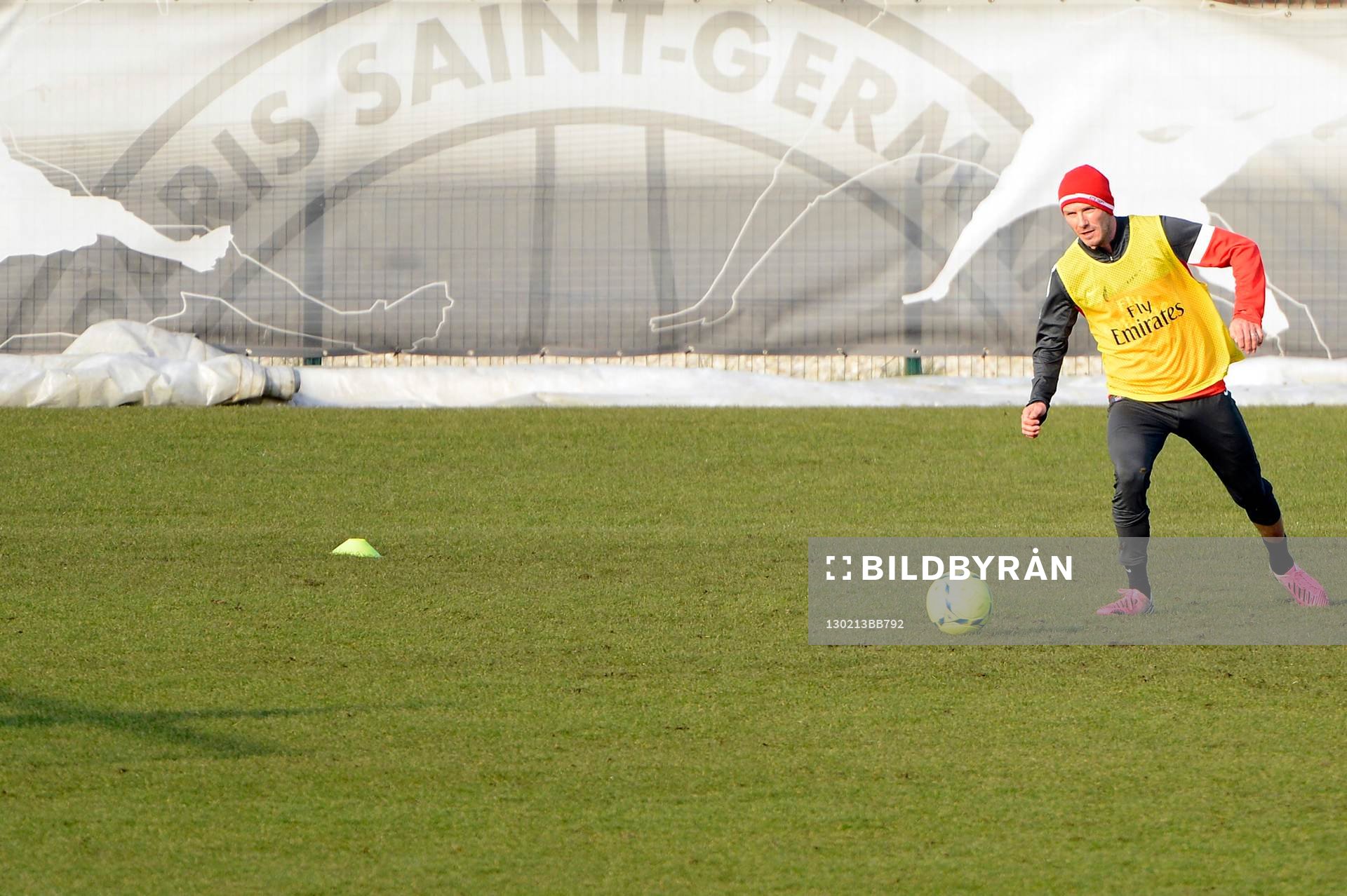  Fotboll, David Beckham tränar med Paris Saint Germain: David BECKHAM - 13.02.2013 - Premier Entrainement de David BECKHAM au Paris Saint Germain -Camps des loges- 