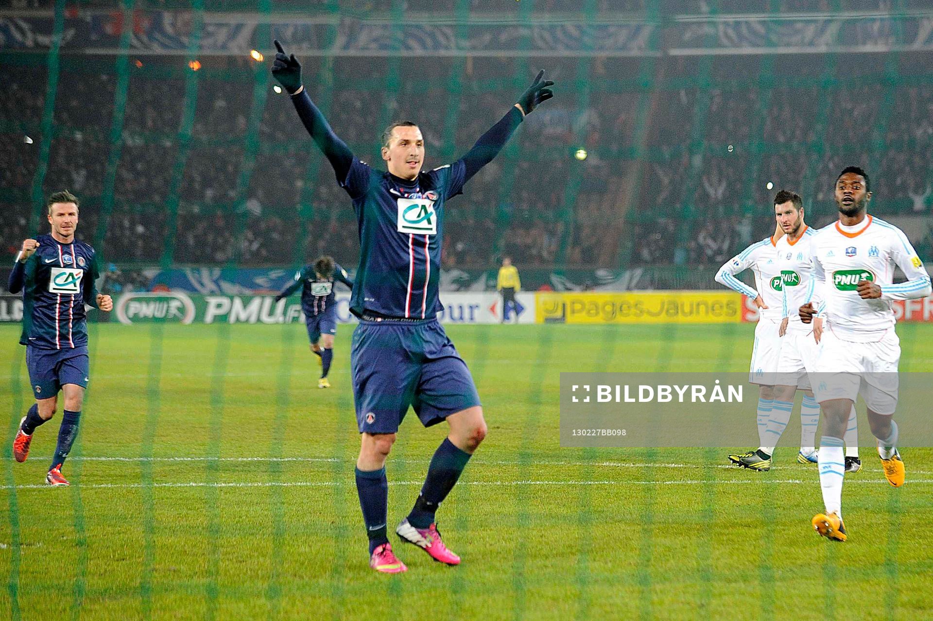 Fotboll, Franska Cupen, Paris SG - Marseille: Joie de Zlatan IBRAHIMOVIC - 27.02.2013 - Paris Saint Germain / Marseille - 1/8Finale Coupe de France