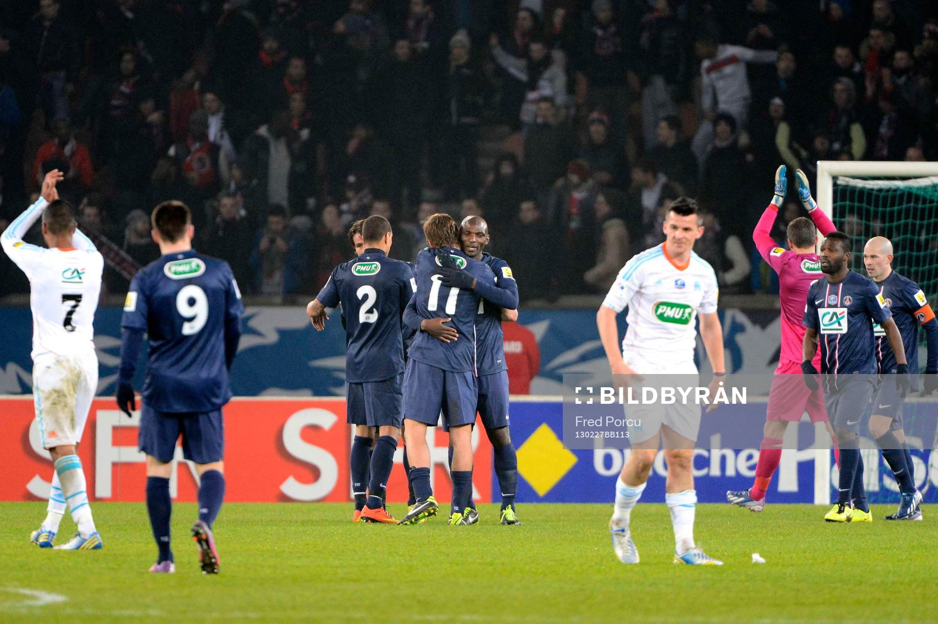 Fotboll, Franska Cupen, Paris SG - Marseille: Joie PSG / Deception OM - 27.02.2013 - Paris Saint Germain / Marseille - 1/8Finale Coupe de France
