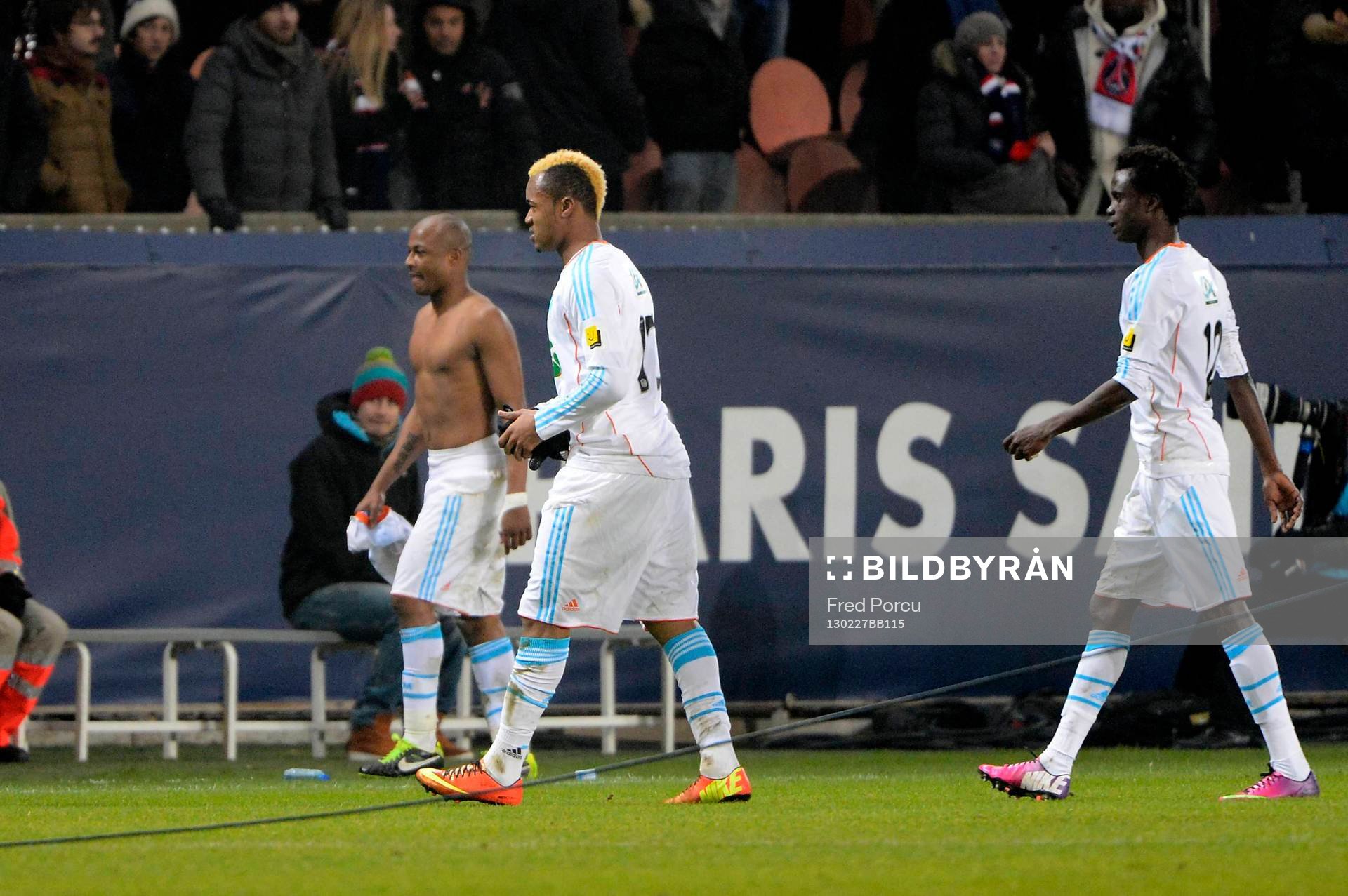 Fotboll, Franska Cupen, Paris SG - Marseille: Deception OM - Jordan AYEW - 27.02.2013 - Paris Saint Germain / Marseille - 1/8Finale Coupe de France