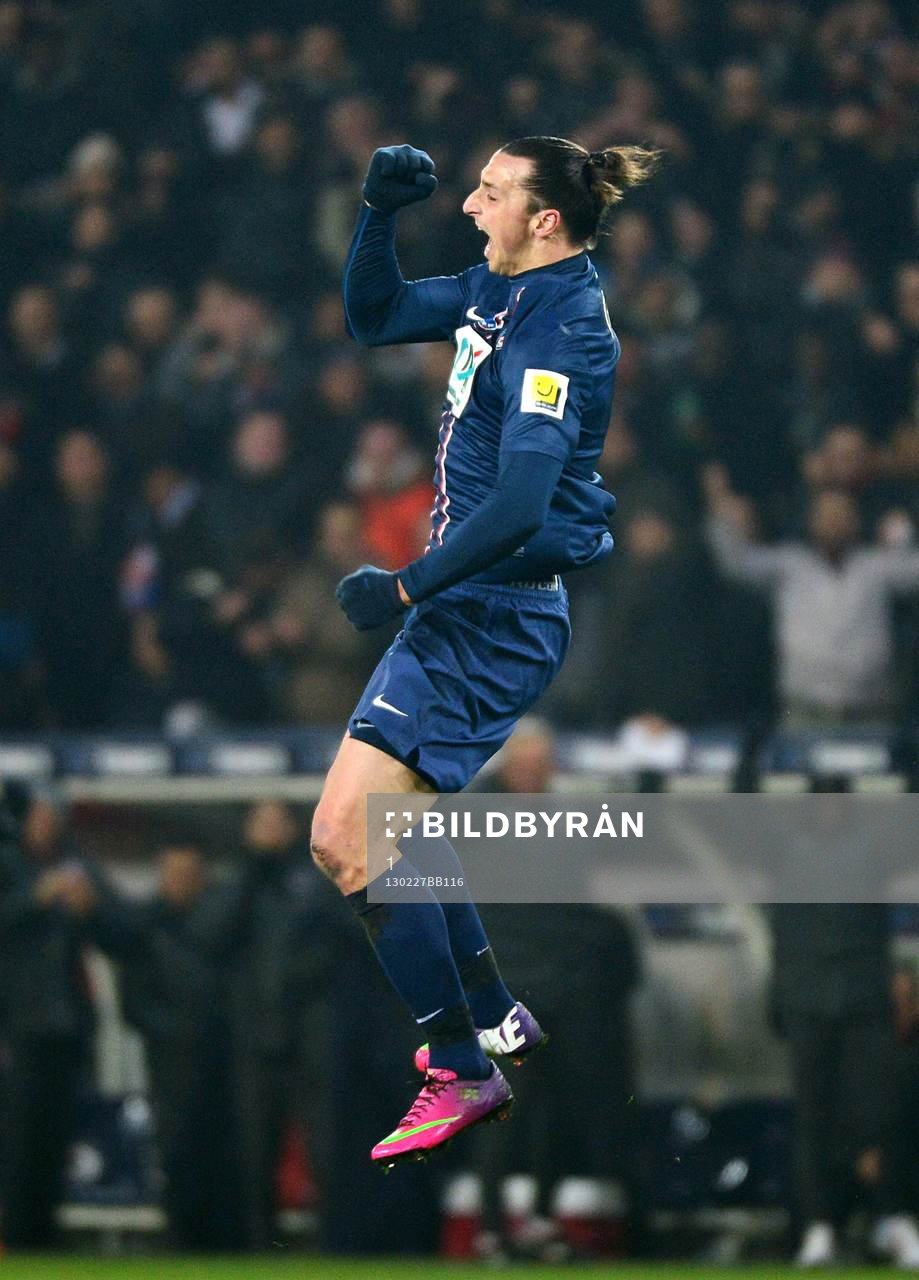 Fotboll, Franska Cupen, Paris SG - Marseille: Joie Zlatan IBRAHIMOVIC - 27.02.2013 - Paris Saint Germain / Marseille - 1/8Finale Coupe de France