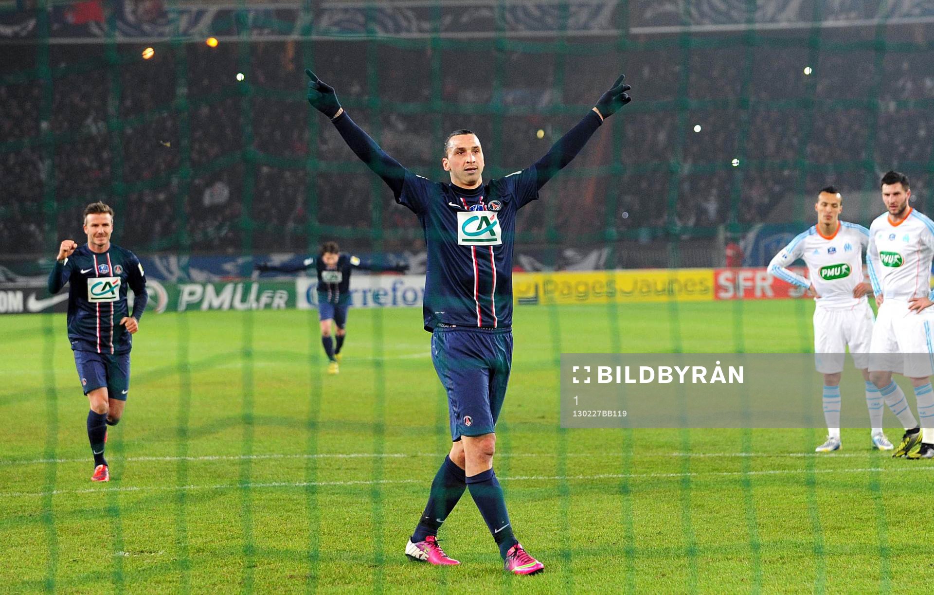 Fotboll, Franska Cupen, Paris SG - Marseille: Joie Zlatan IBRAHIMOVIC - 27.02.2013 - Paris Saint Germain / Marseille - 1/8Finale Coupe de France