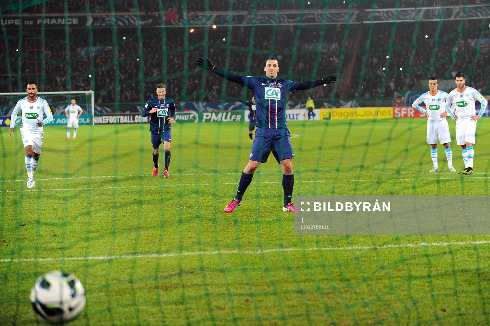 Fotboll, Franska Cupen, Paris SG - Marseille: Joie Zlatan IBRAHIMOVIC - 27.02.2013 - Paris Saint Germain / Marseille - 1/8Finale Coupe de France