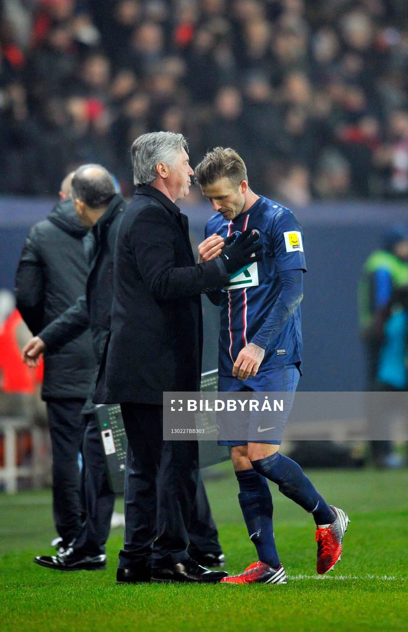 Carlo ANCELOTTI  / David BECKHAM - 27.02.2013 - PSG / OM -