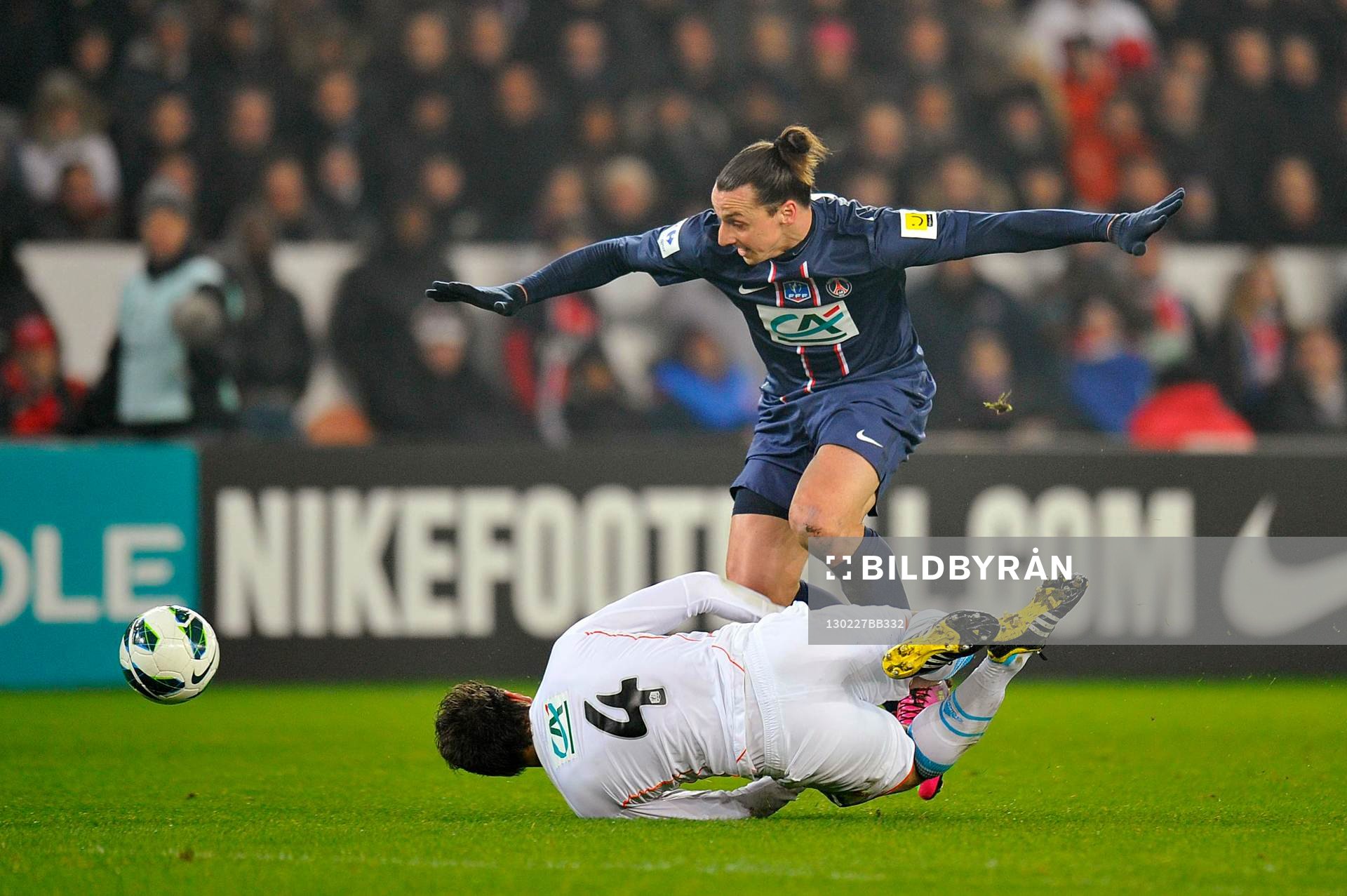 Fotboll, Franska Cupen, Paris SG - Marseille: Goal Zlatan IBRAHIMOVIC / Lucas MENDES - 27.02.2013 - Paris Saint Germain / Marseille - 1/8Finale Coupe de France