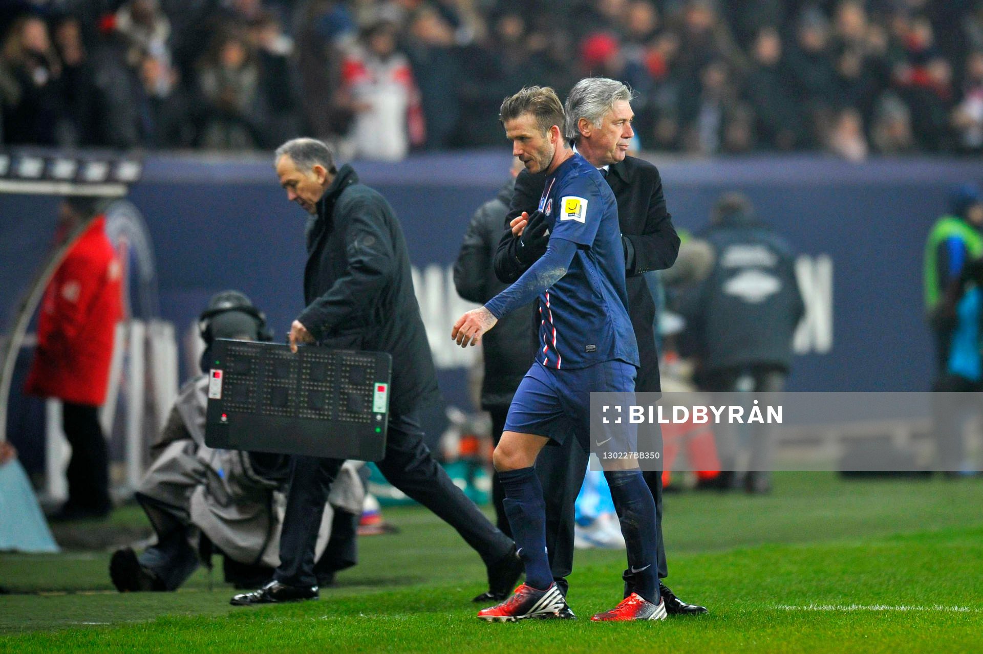 Carlo ANCELOTTI / Sortie de David BECKHAM - 27.02.2013 -