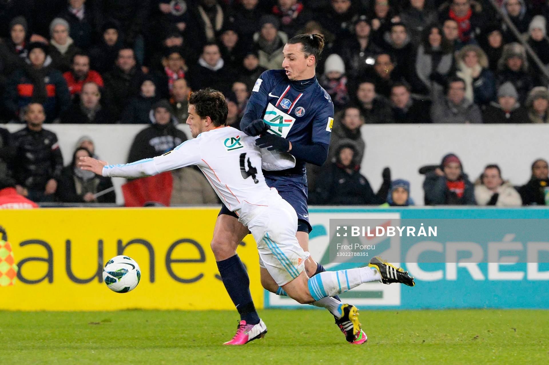  Fotboll, Franska Cupen, Paris SG - Marseille: Goal Zlatan IBRAHIMOVIC / Lucas MENDES - 27.02.2013 - Paris Saint Germain / Marseille - 1/8Finale Coupe de France