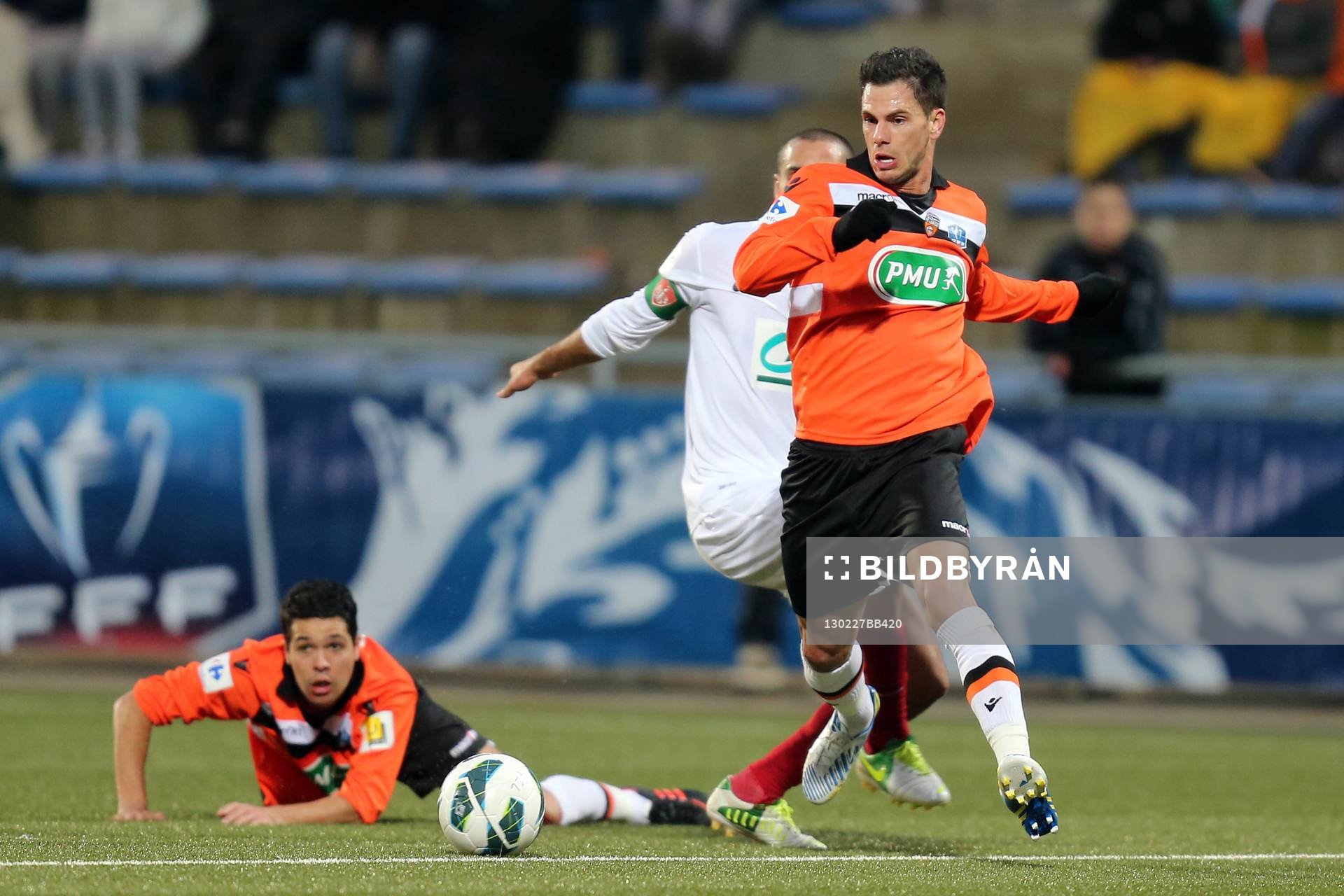  Fotboll, Franska Cupen, Lorient - Brest: Jeremie ALIADIERE / Ahmed KANTARI - 27.02.2013 - Lorient / Brest - 1/8 deFinale de Coupe de France 2013