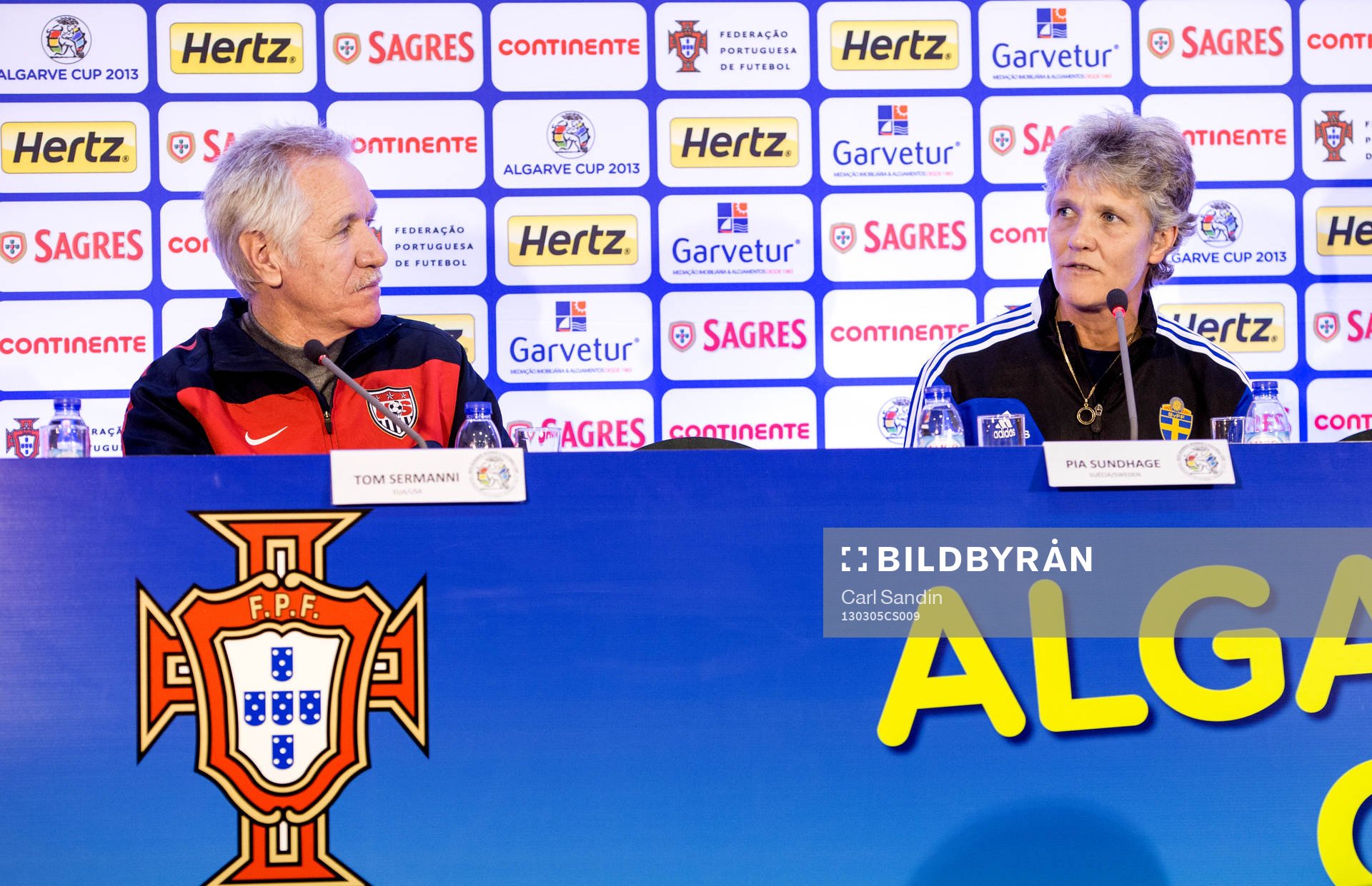 Tom Sermanni, förbundskapten, USA, och Pia Sundhage,