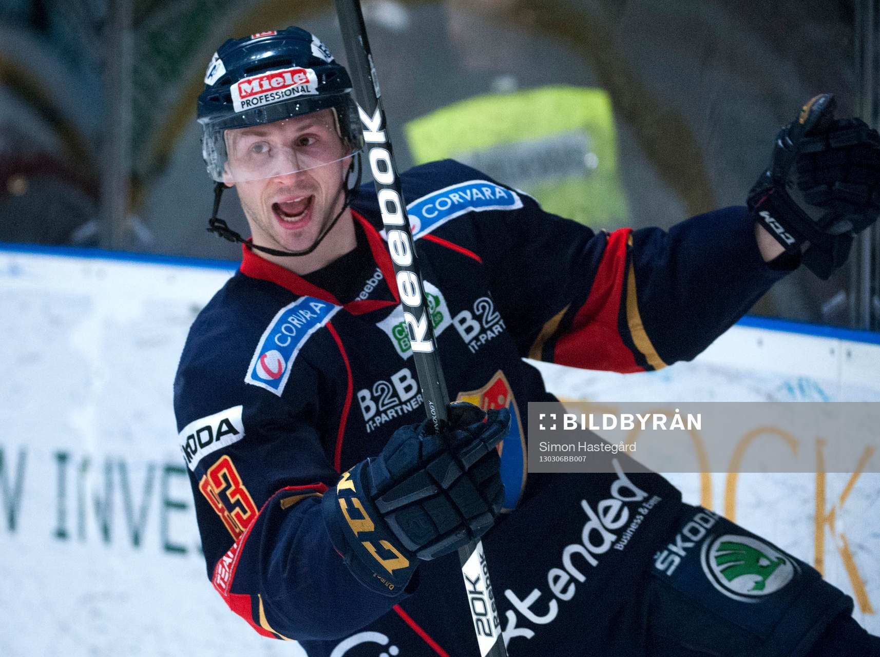 Dustin Johner, Djurgården, jublar för sitt 6-3 mål