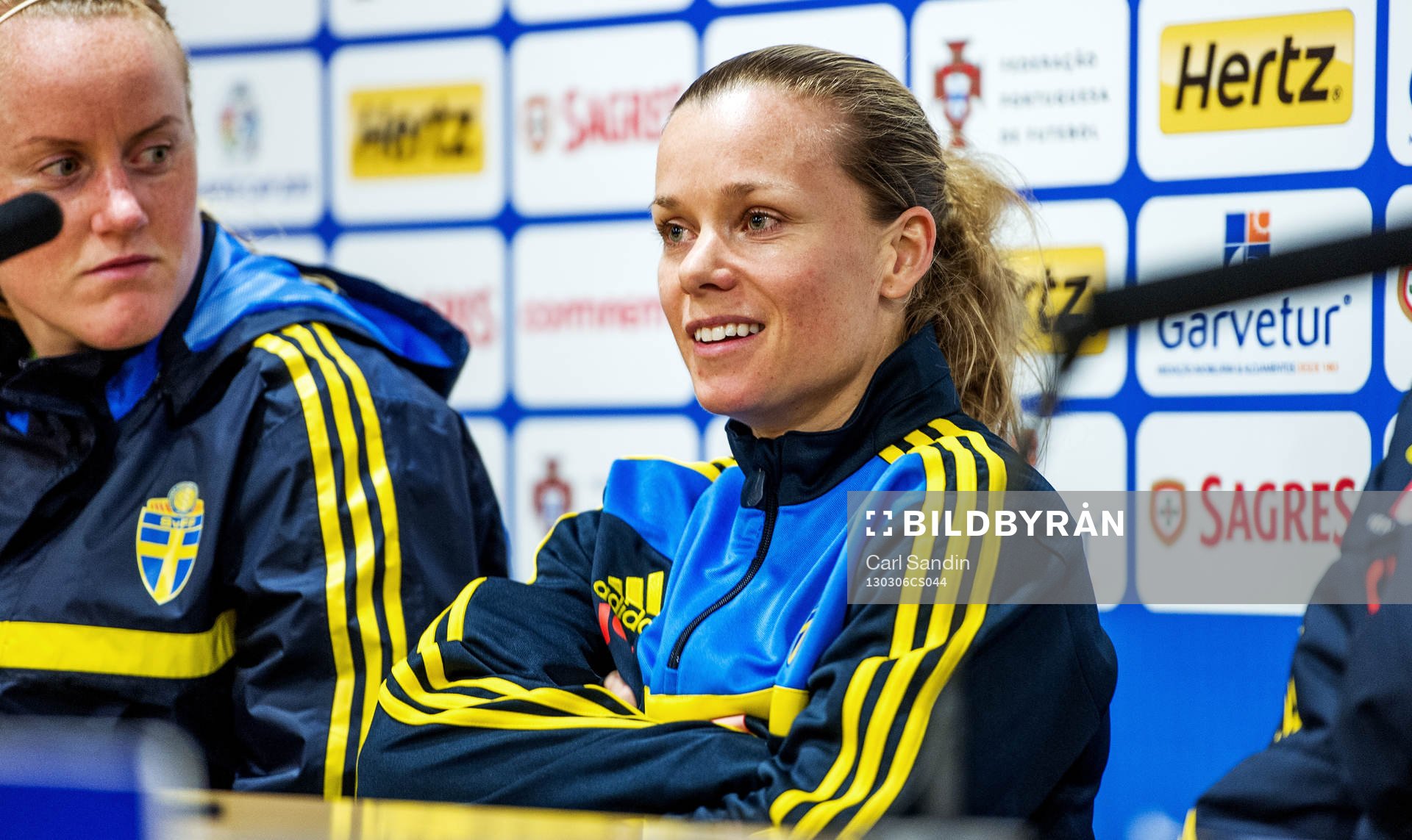 Fotboll, Dam, Algarve Cup, Sverige - Kina: Sara Thunebro, Sverige, på presskonferensen efter matchen.