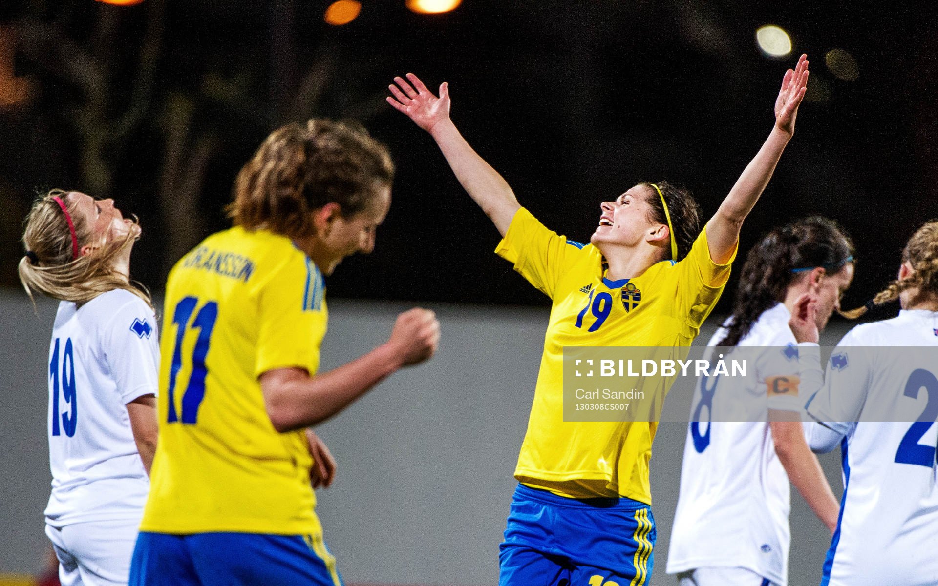 Fotboll, Dam, Algarve Cup, Island - Sverige: Susanne Moberg, Sverige jublar efter att hon gjort mål.