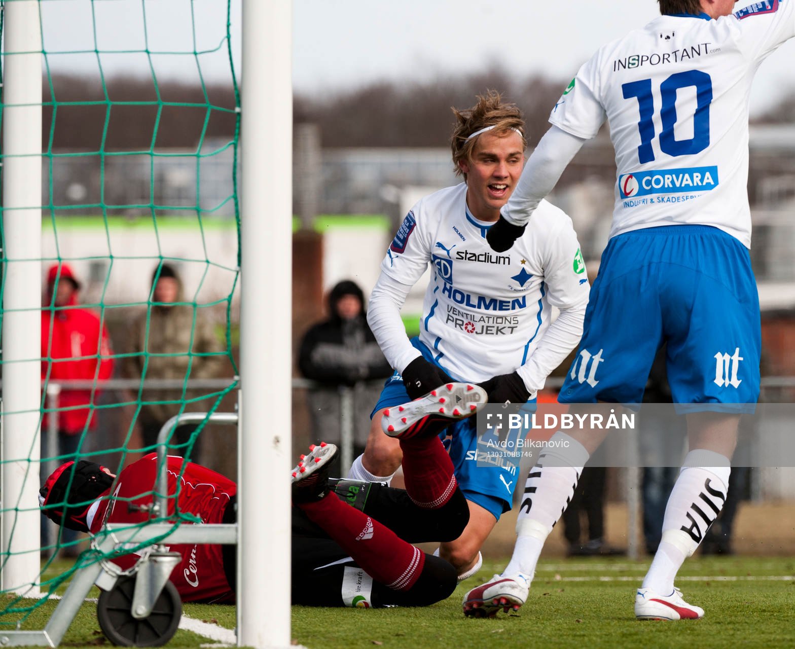 Christoffer Nyman, skjuter in bolen i mål, Gunnar Heidar