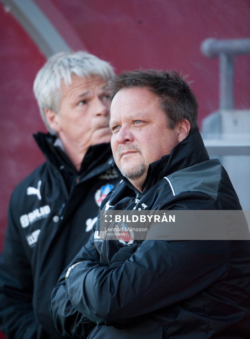 Kalle Björklund och Roar Hansen, tränare, Helsingborg