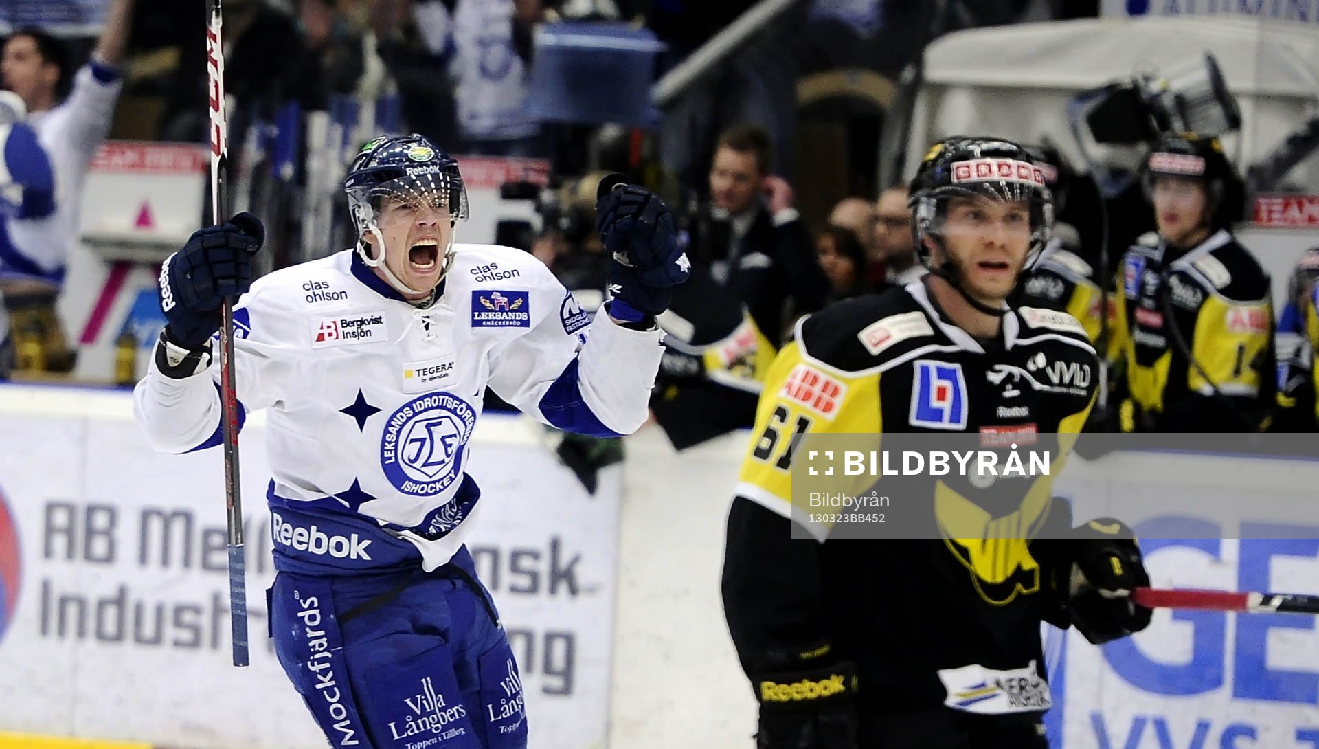 Jubel av 1-3 målet av  Leksands nr 12 Michael Raffl och