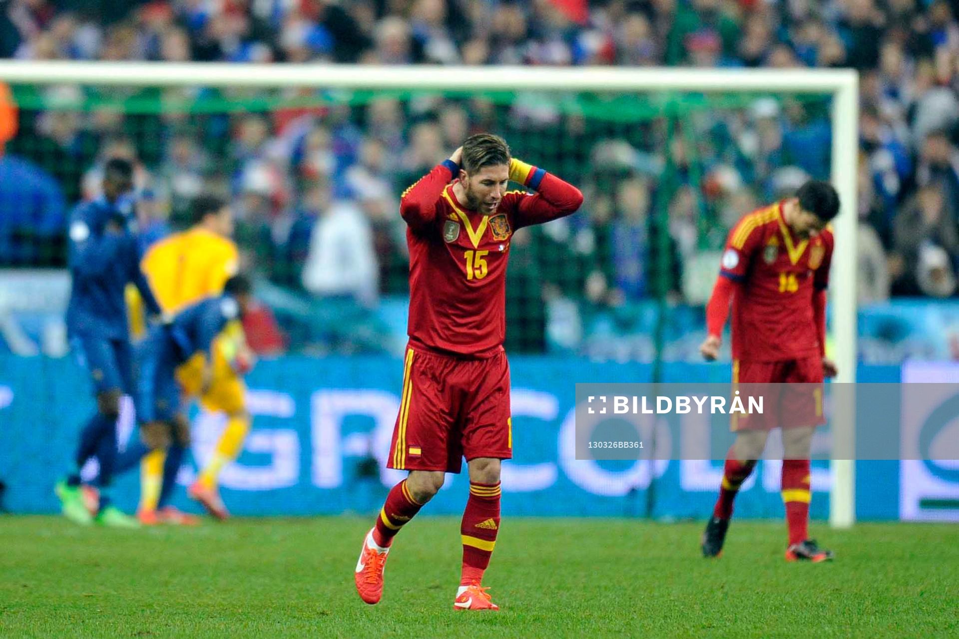  Fotboll, VM-kval, Frankrike - Spanien: Sergio RAMOS  - 26.03.2013 - France / Espagne - Eliminatoire Coupe du Monde 2014