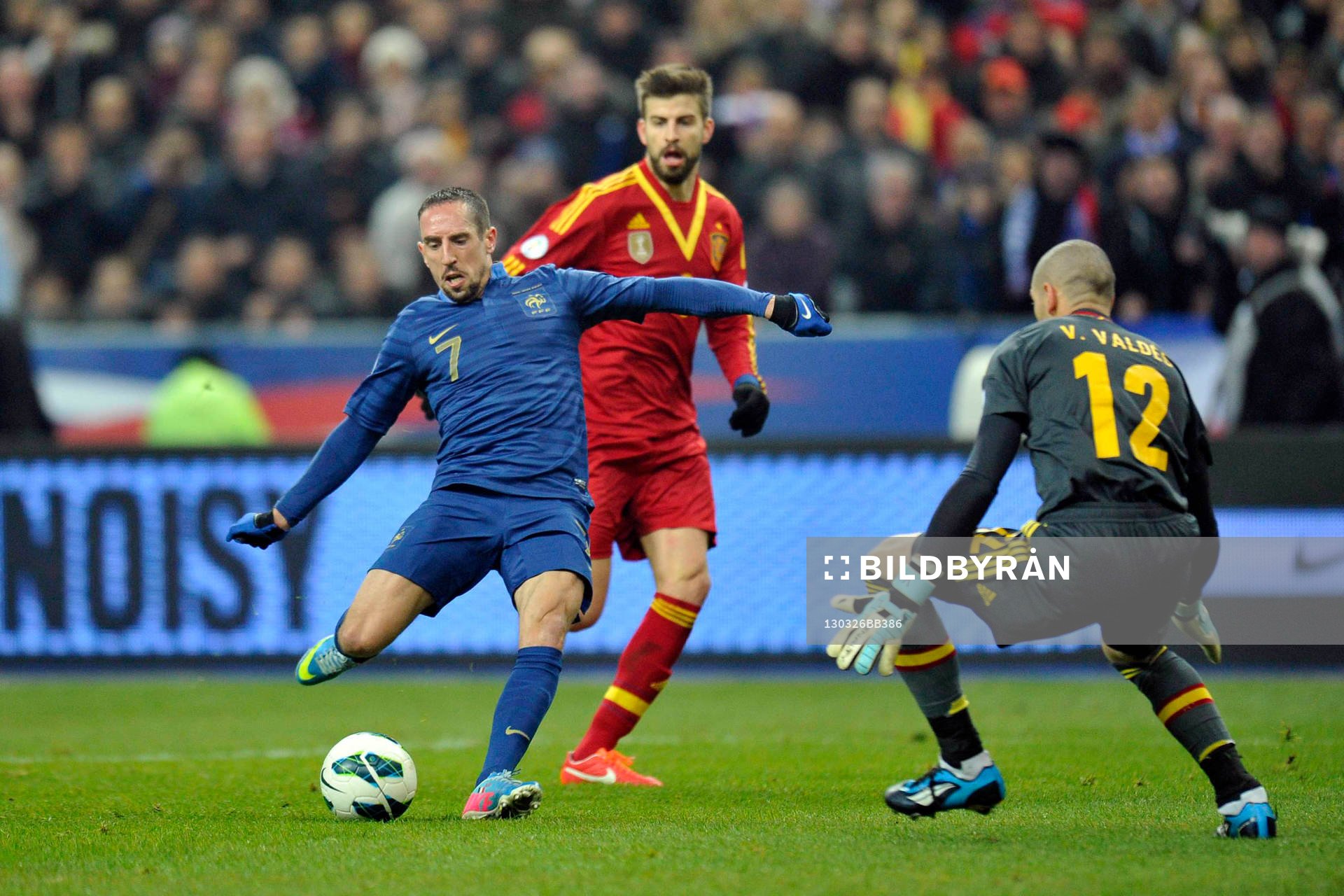 Fotboll, VM-kval, Frankrike - Spanien: Franck RIBERY / Victor VALDES - 26.03.2013 - France / Espagne - Eliminatoire Coupe du Monde 2014