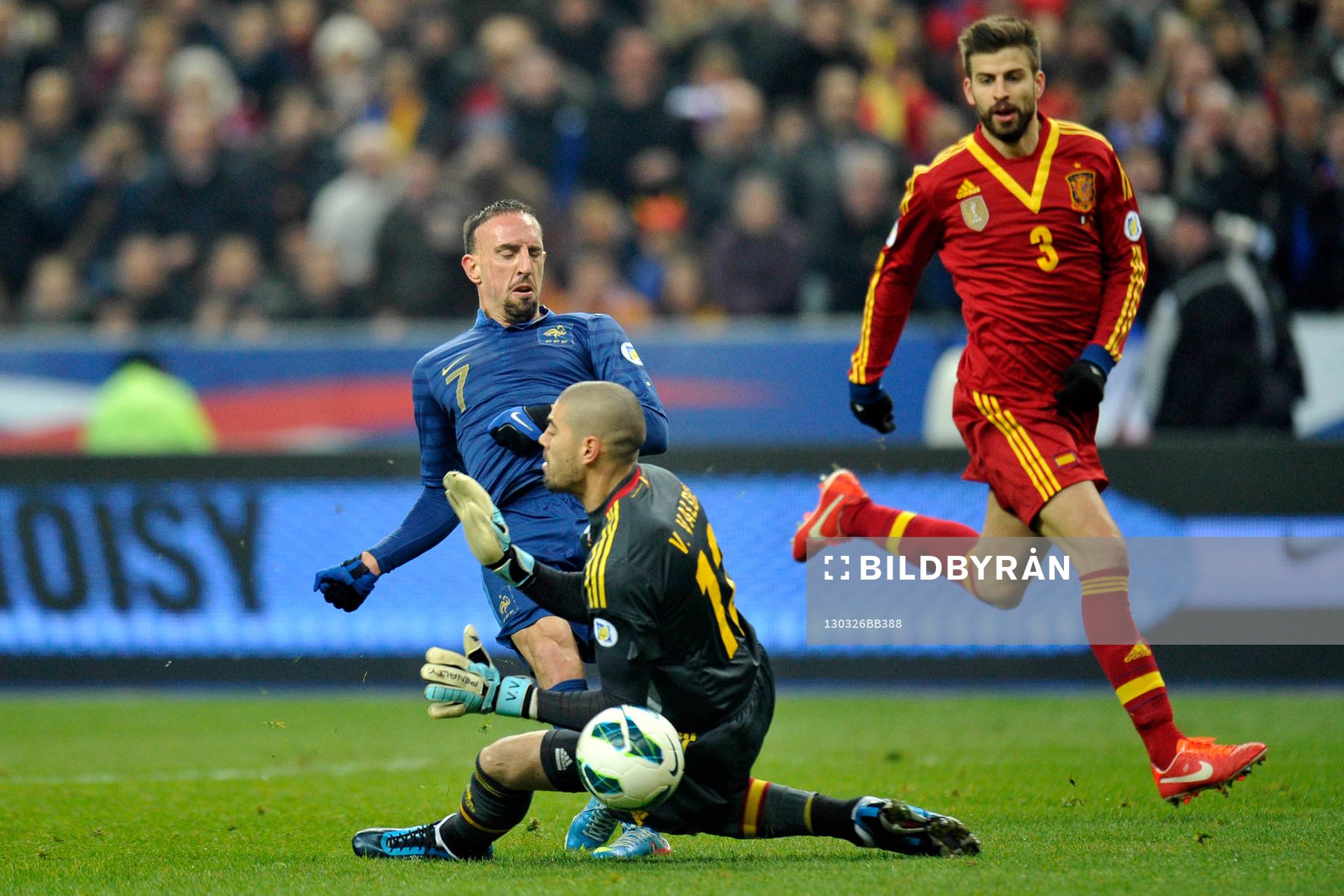  Fotboll, VM-kval, Frankrike - Spanien: Franck RIBERY / Victor VALDES - 26.03.2013 - France / Espagne - Eliminatoire Coupe du Monde 2014
