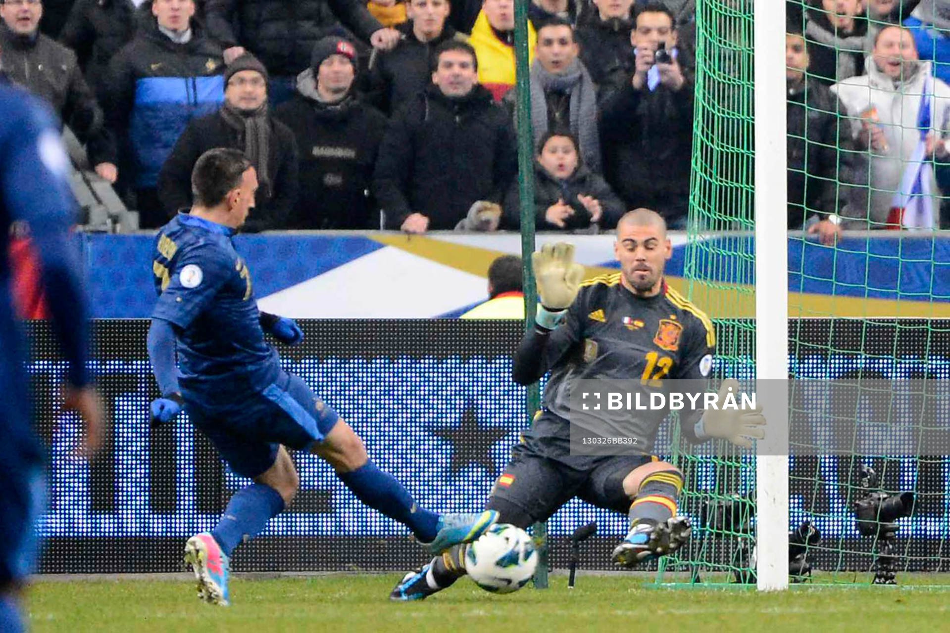  Fotboll, VM-kval, Frankrike - Spanien: Franck RIBERY / Victor VALDES   - 26.03.2013 - France / Espagne - Eliminatoire Coupe du Monde 2014 -Stade de France-