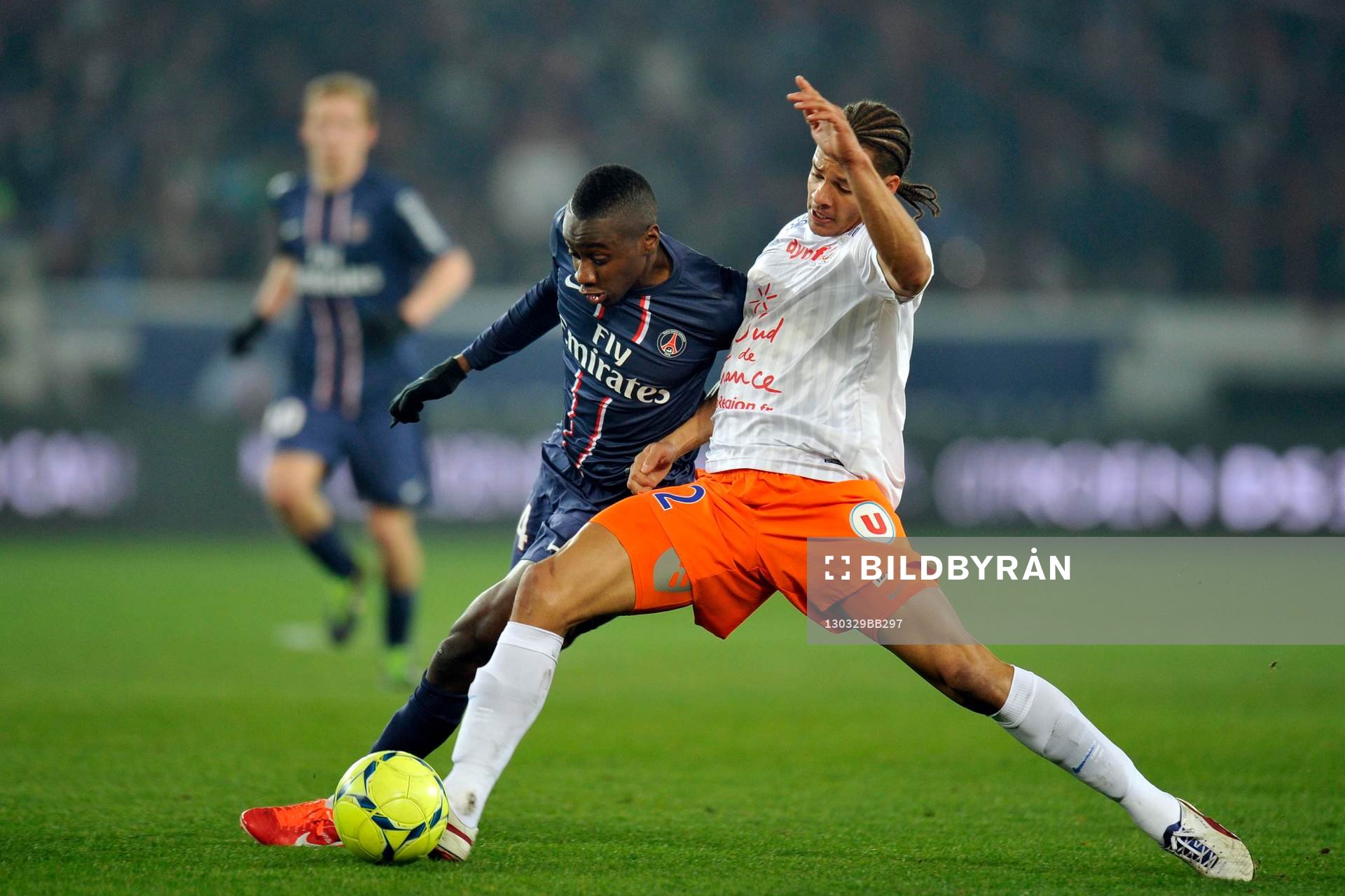 Fotboll, Franska ligan, Paris Saint Germain - Montpellier: Blaise MATUIDI / Daniel CONGRE - 29.03.2013 - Paris Saint Germain / Montpellier - 30e journee de Ligue1