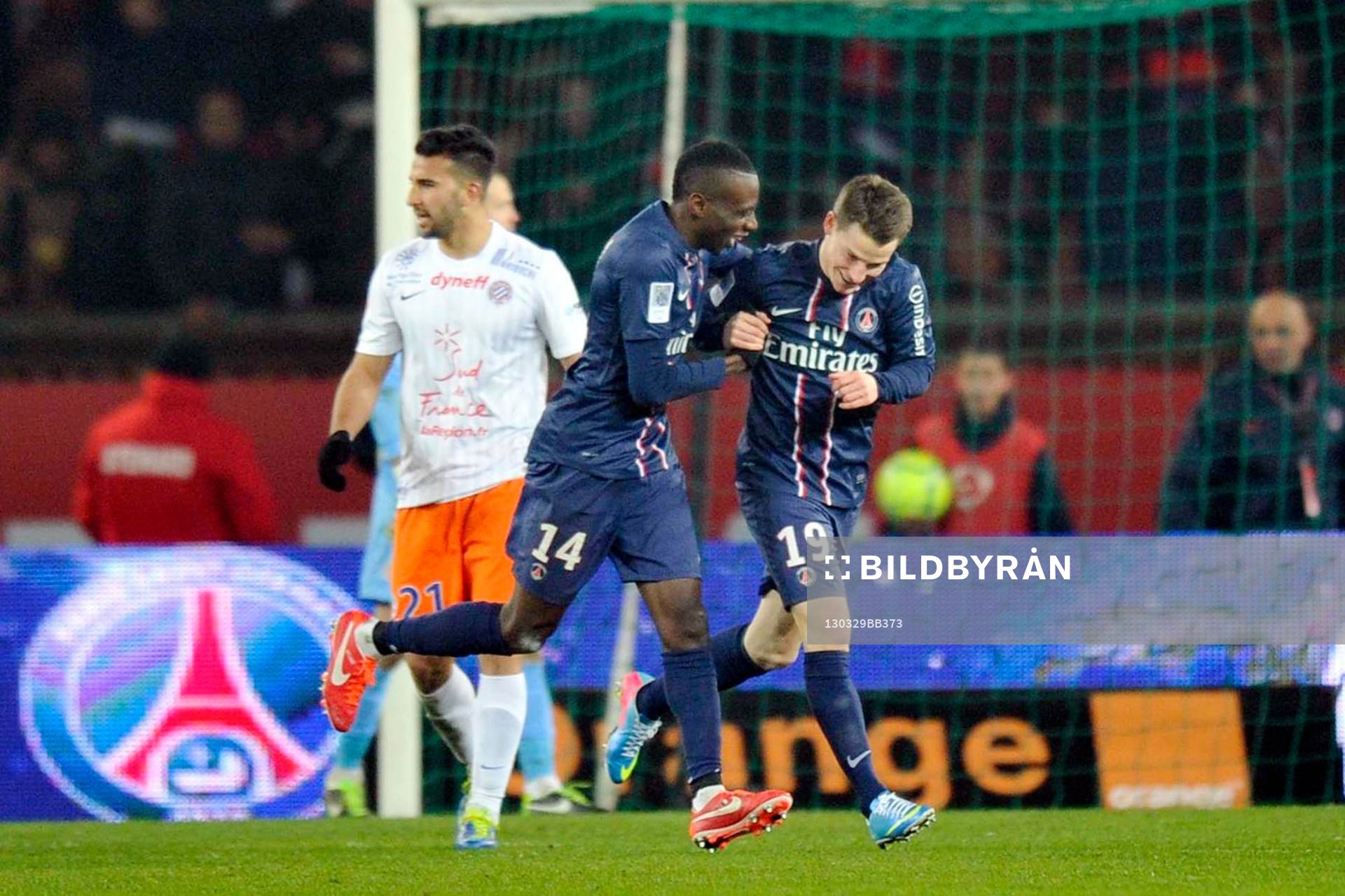 Fotboll, Franska ligan, Paris Saint Germain - Montpellier: Joie du PSG - Blaise MATUIDI / Kevin GAMEIRO - 29.03.2013 - Paris Saint Germain / Montpellier - 30e journee de Ligue1