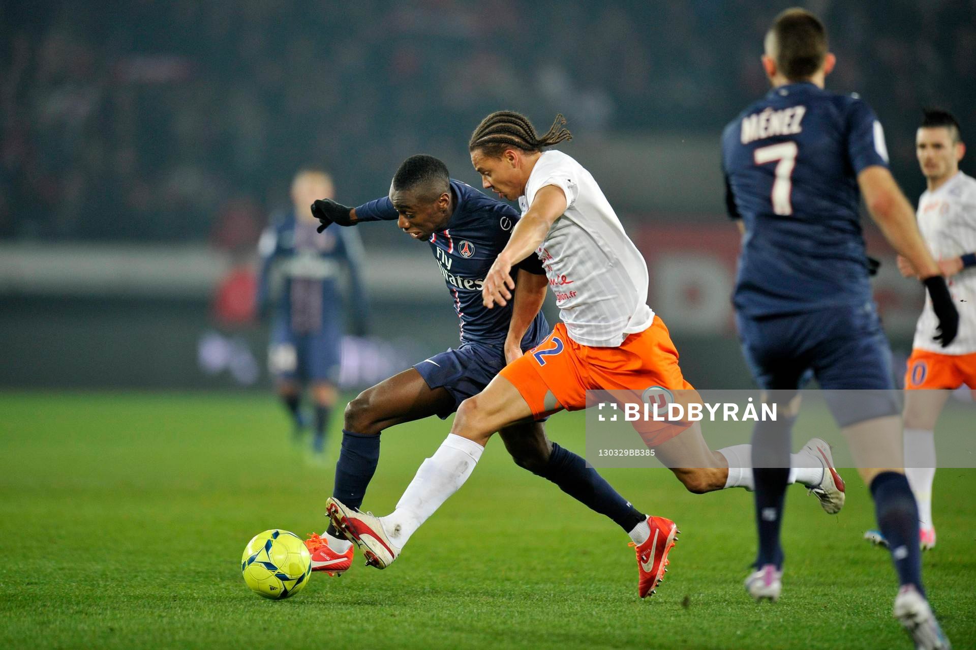 Fotboll, Franska ligan, Paris Saint Germain - Montpellier: Blaise MATUIDI / Daniel CONGRE - 29.03.2013 - Paris Saint Germain / Montpellier - 30e journee de Ligue1