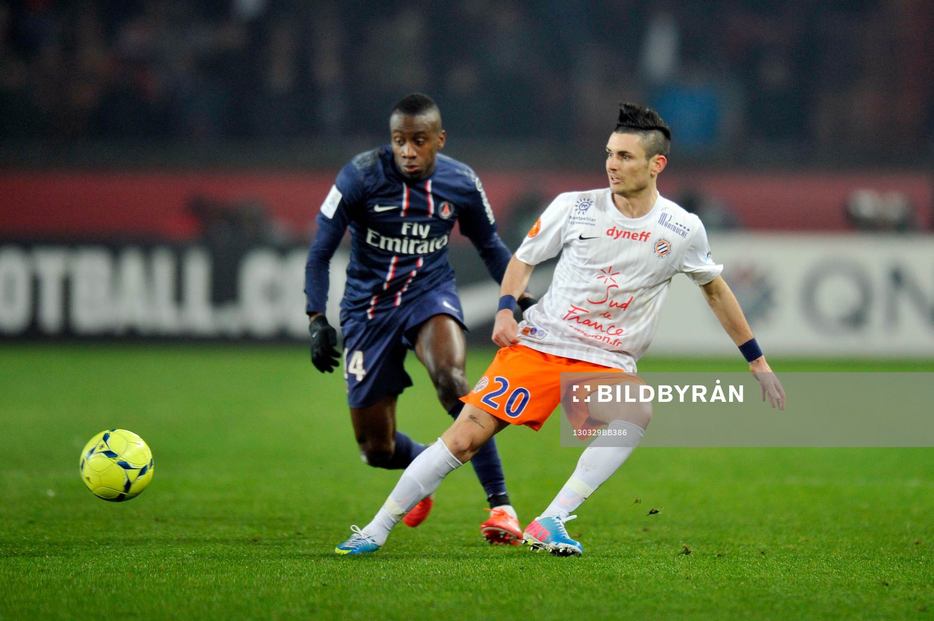 Fotboll, Franska ligan, Paris Saint Germain - Montpellier: Blaise MATUIDI / Remy CABELLA - 29.03.2013 - Paris Saint Germain / Montpellier - 30e journee de Ligue1