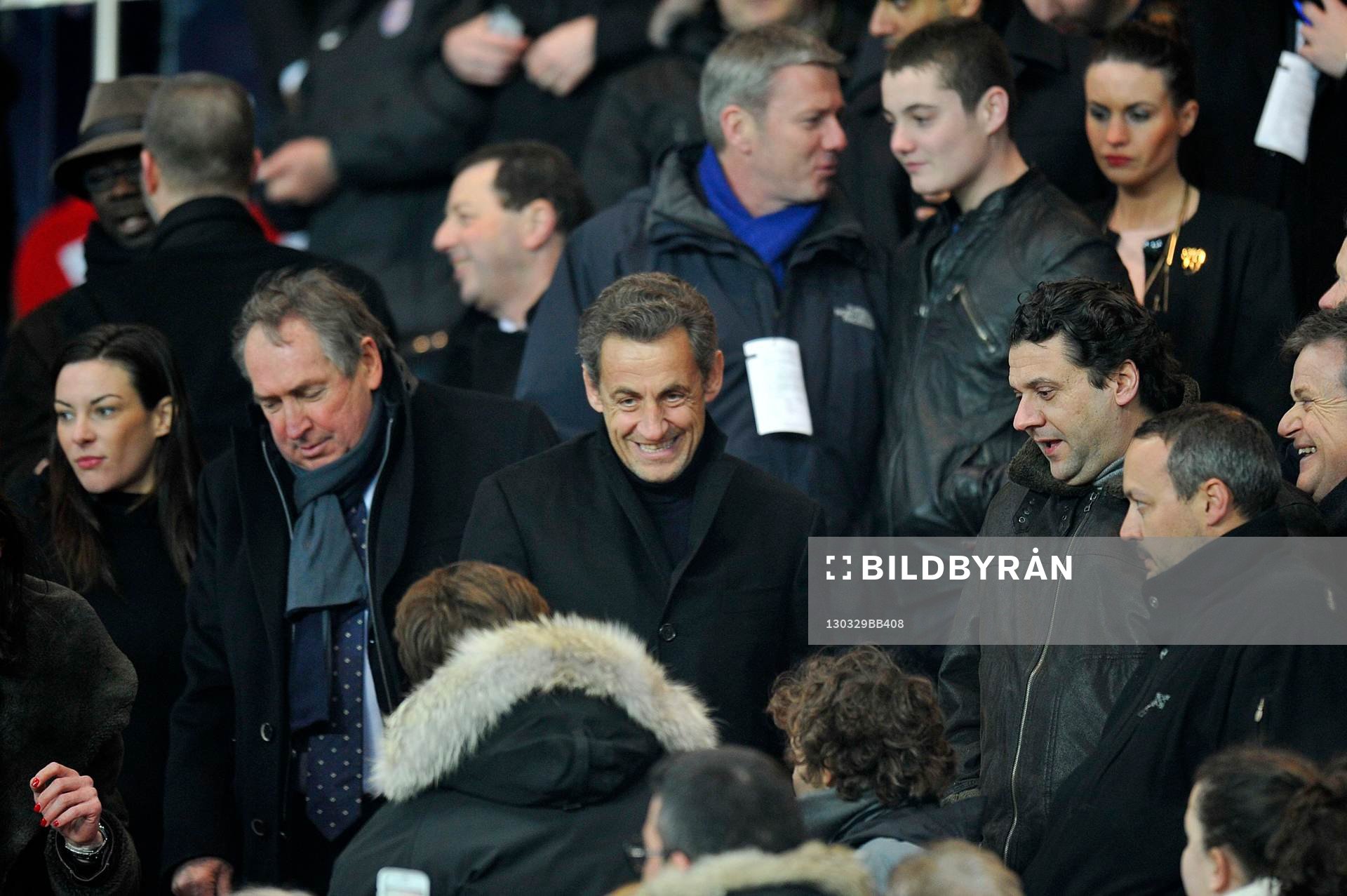 Fotboll, Franska ligan, Paris Saint Germain - Montpellier: Gerard Houllier / Nicolas SARKOZY - 29.03.2013 - Paris Saint Germain / Montpellier - 30e journee de Ligue1