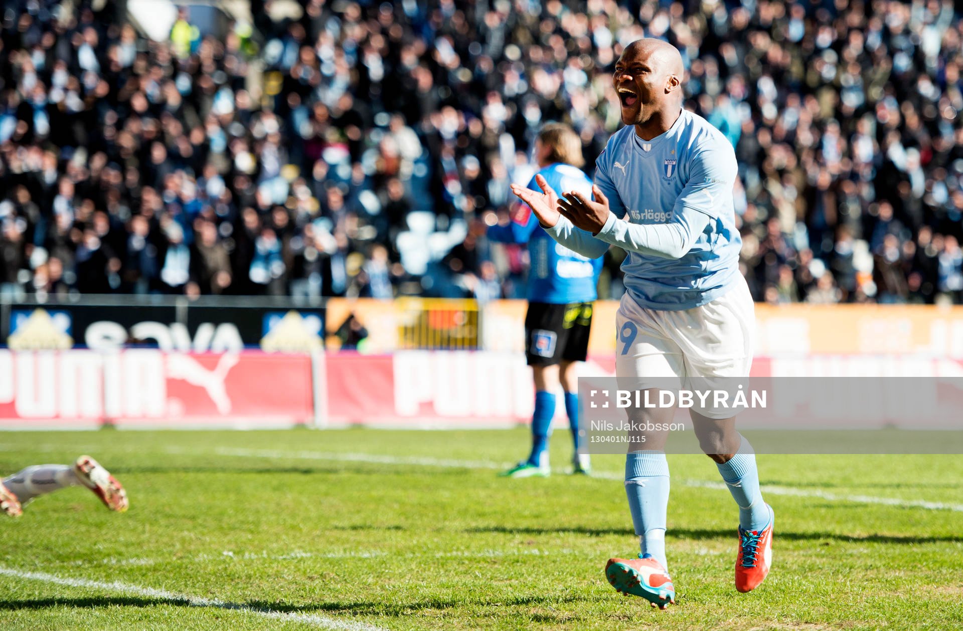 Fotboll, Allsvenskan, Malmö FF - Halmstad: Tokelo Rantie, Malmö FF.