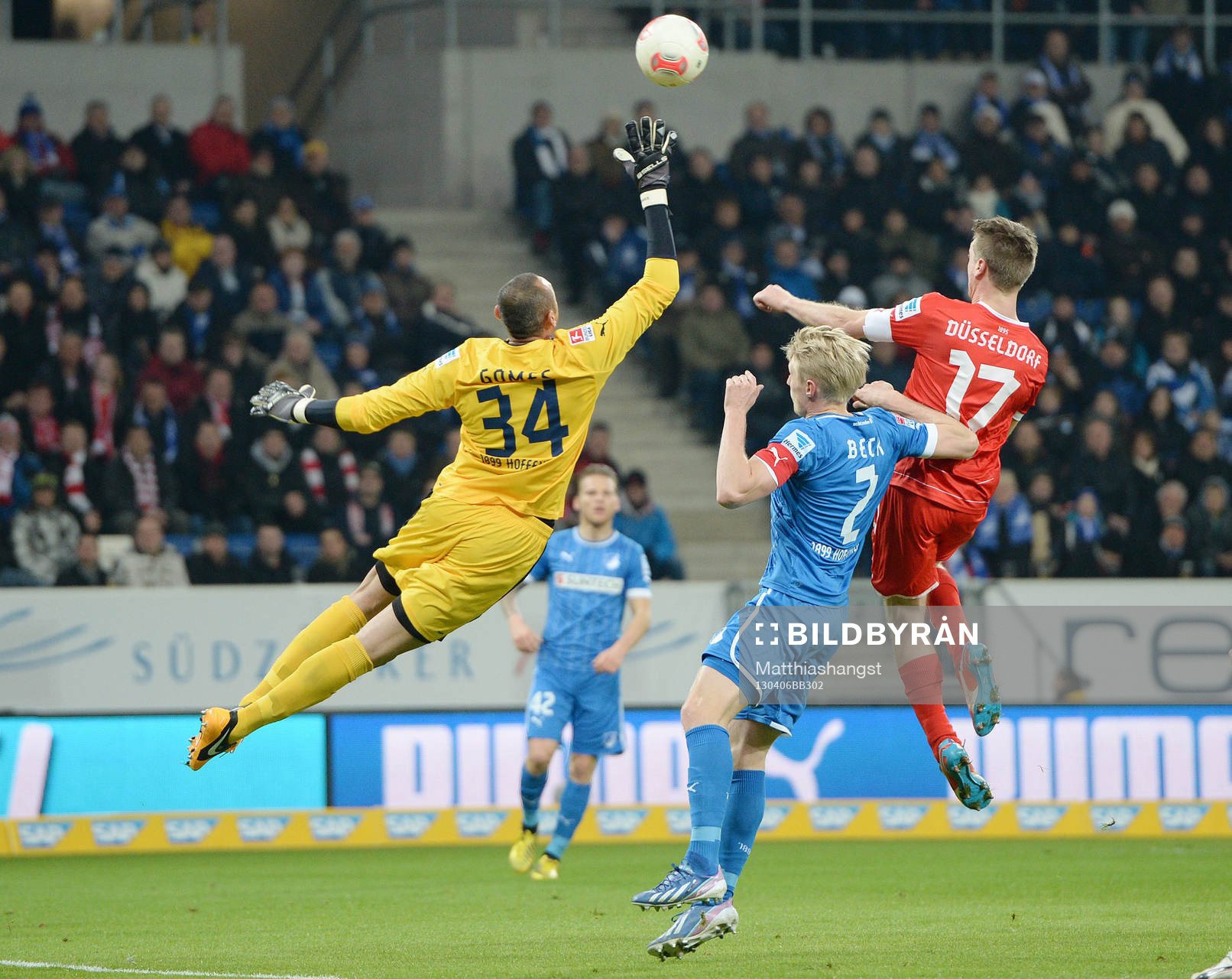  v.l. Torwart Heurelho Gomes (Hoffenheim), Andreas Beck, Andreas Lambertz