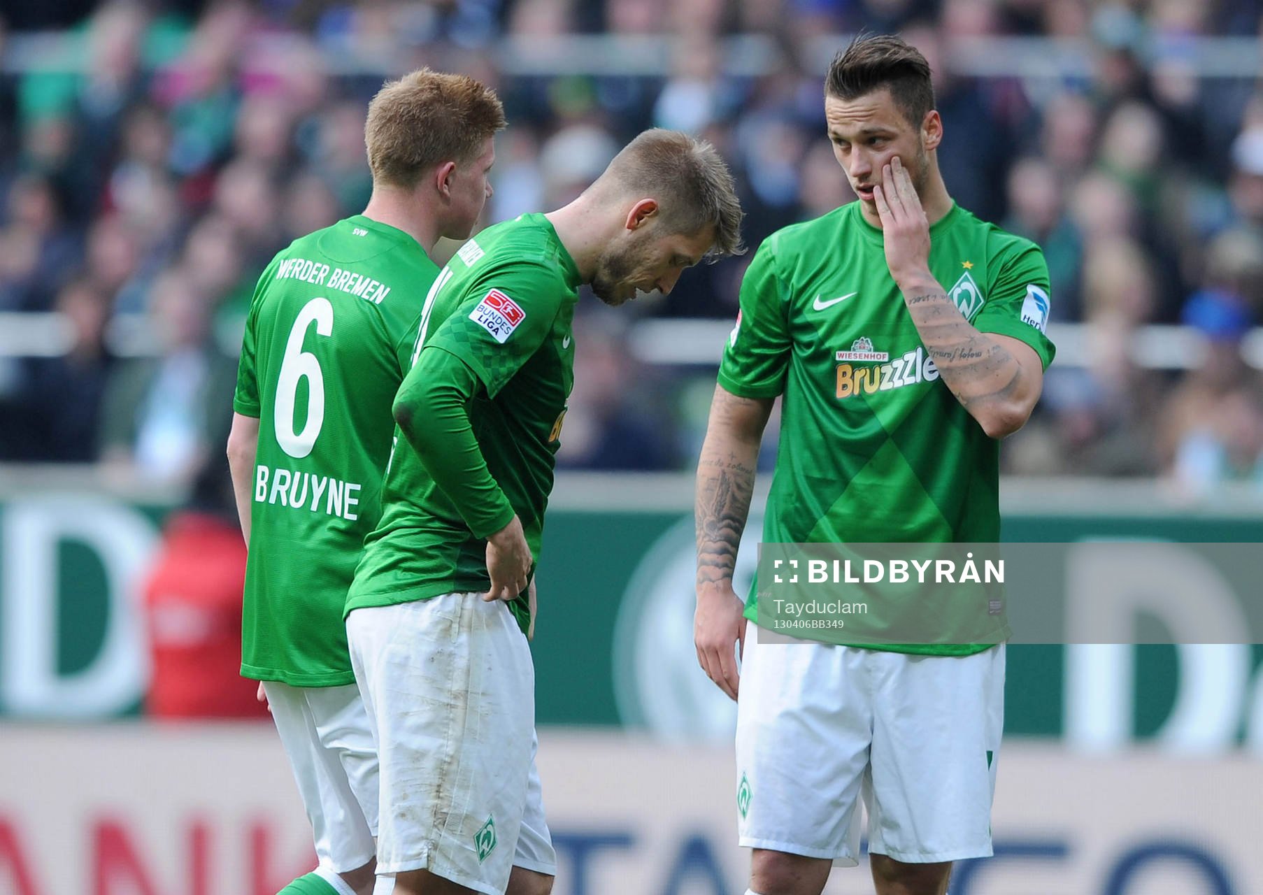  v.l. Kevin de Bruyne, Aaron Hunt, Marko Arnautovic (Bremen) 