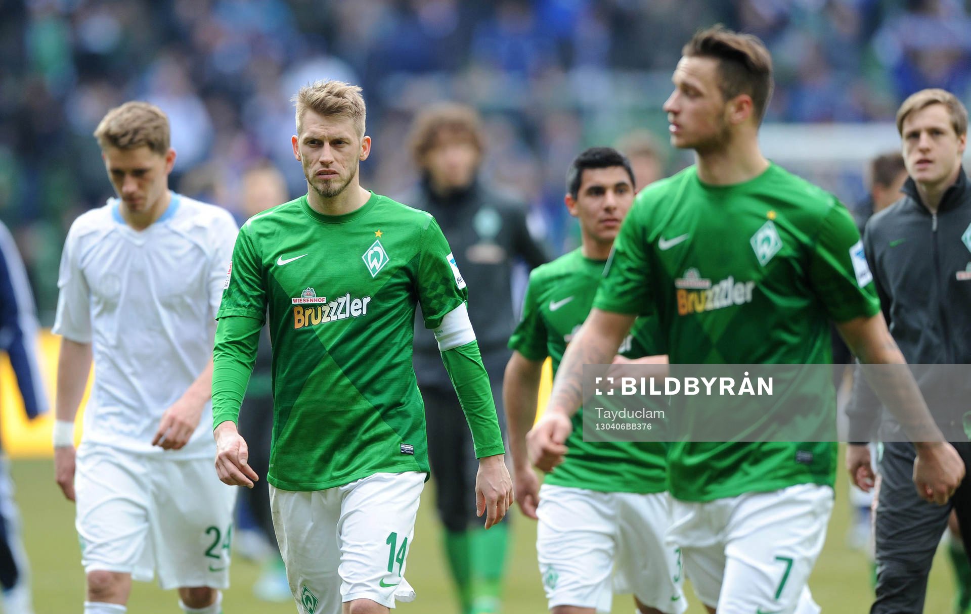  v.l. Nils Petersen, Aaron Hunt, Marko Arnautovic (Bremen) 