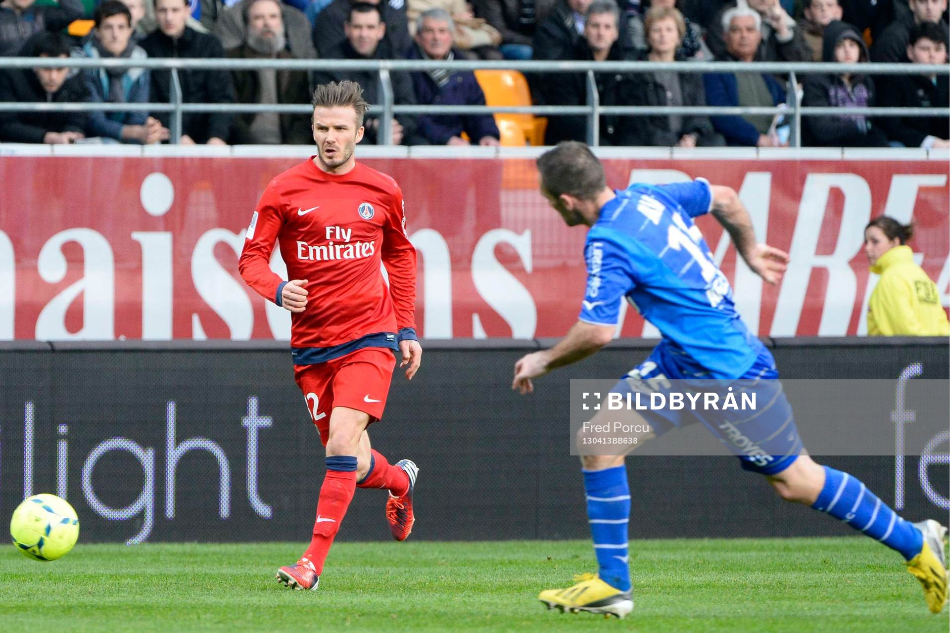  Fotboll, Franska ligan, Troyes - PSG: David BECKHAM  - 13.04.2013 - Troyes / Paris Saint Germain - 32eme  Journee de Ligue 1 