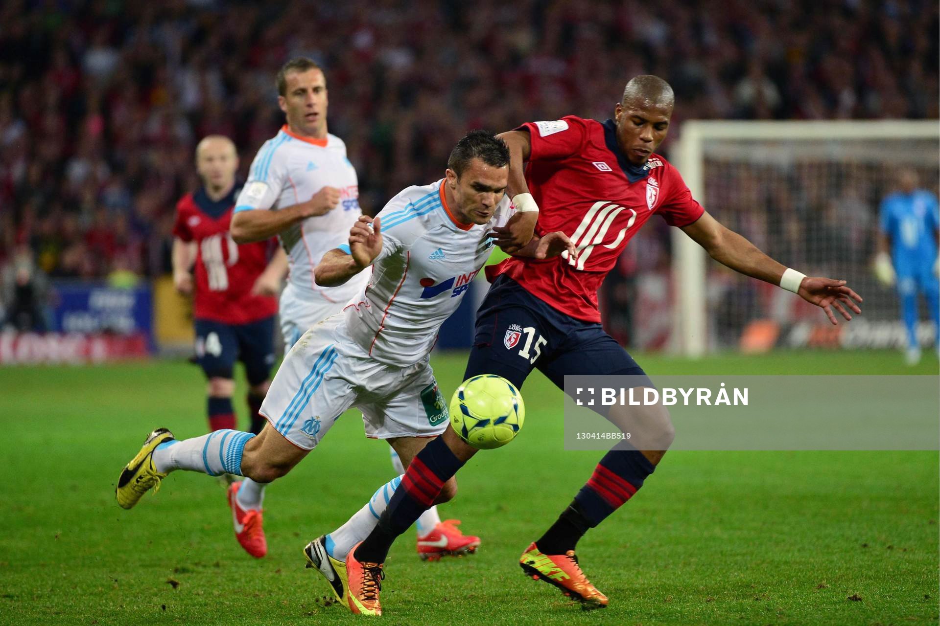  Fotboll, Franska ligan, Lille - Marseille: Jeremy MOREL / Djibril SIDIBE   - 14.04.2013 - Lille / Marseille  - 32eme journee de Ligue 1