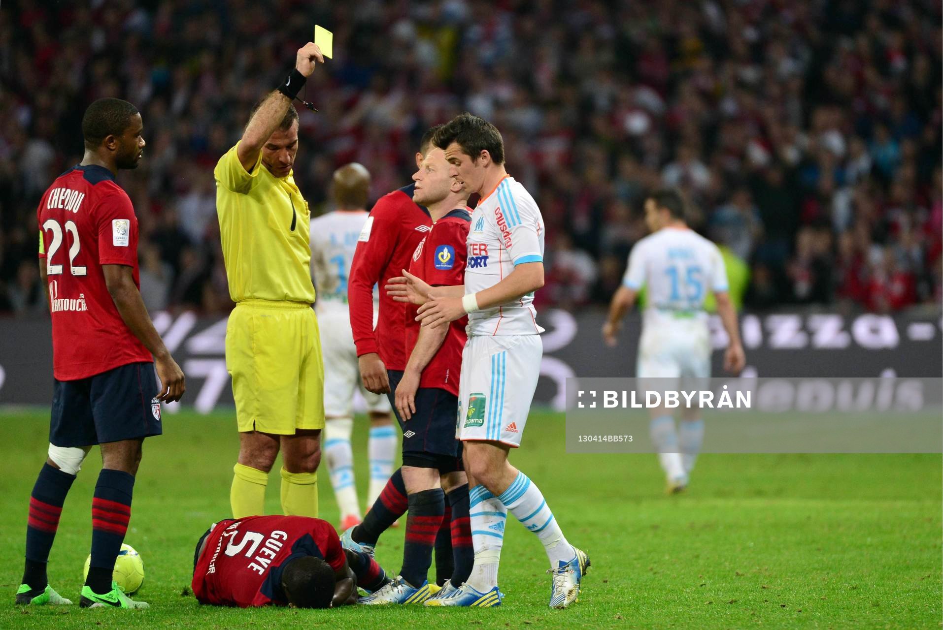 Carton jaune Joey BARTON - 14.04.2013 - Lille / Marseille
