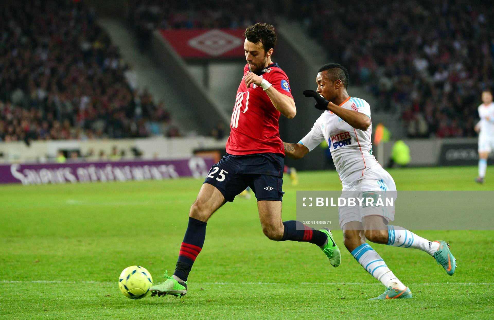 Marko BASA / Jordan AYEW - 14.04.2013 - Lille / Marseille