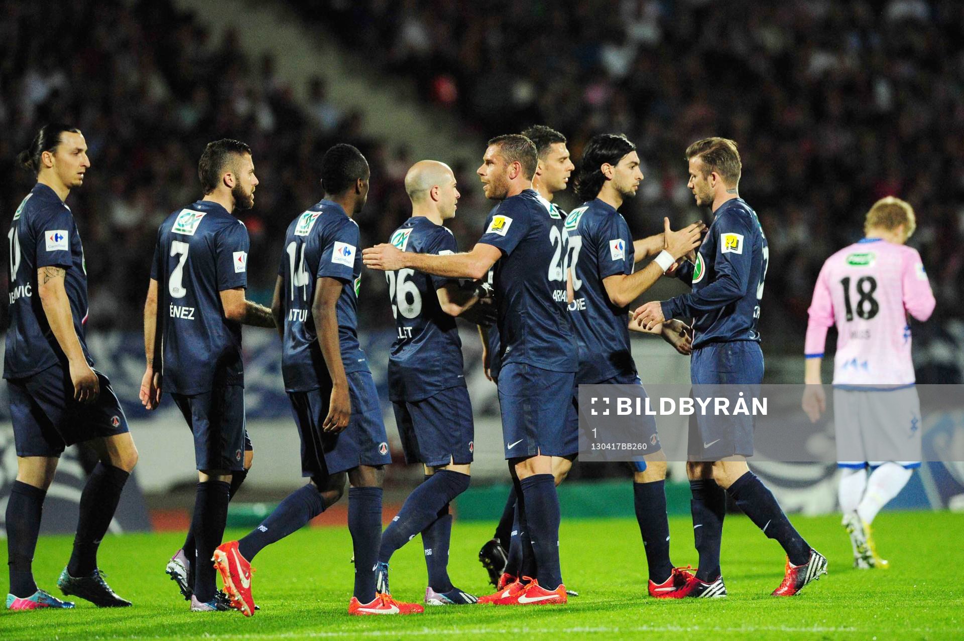  Fotboll, Franska cupen, Evian Thonon - PSG: Joie Javier PASTORE - 17.04.2013 - Evian Thonon / Paris Saint Germain - 1/4Finale Coupe de France