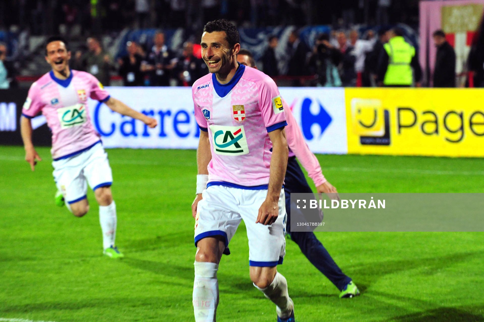 Fotboll, Franska cupen, Evian Thonon - PSG: JOIE DE Cedric BARBOSA - 17.04.2013 - Evian Thonon / Paris Saint Germain - 1/4Finale Coupe de France