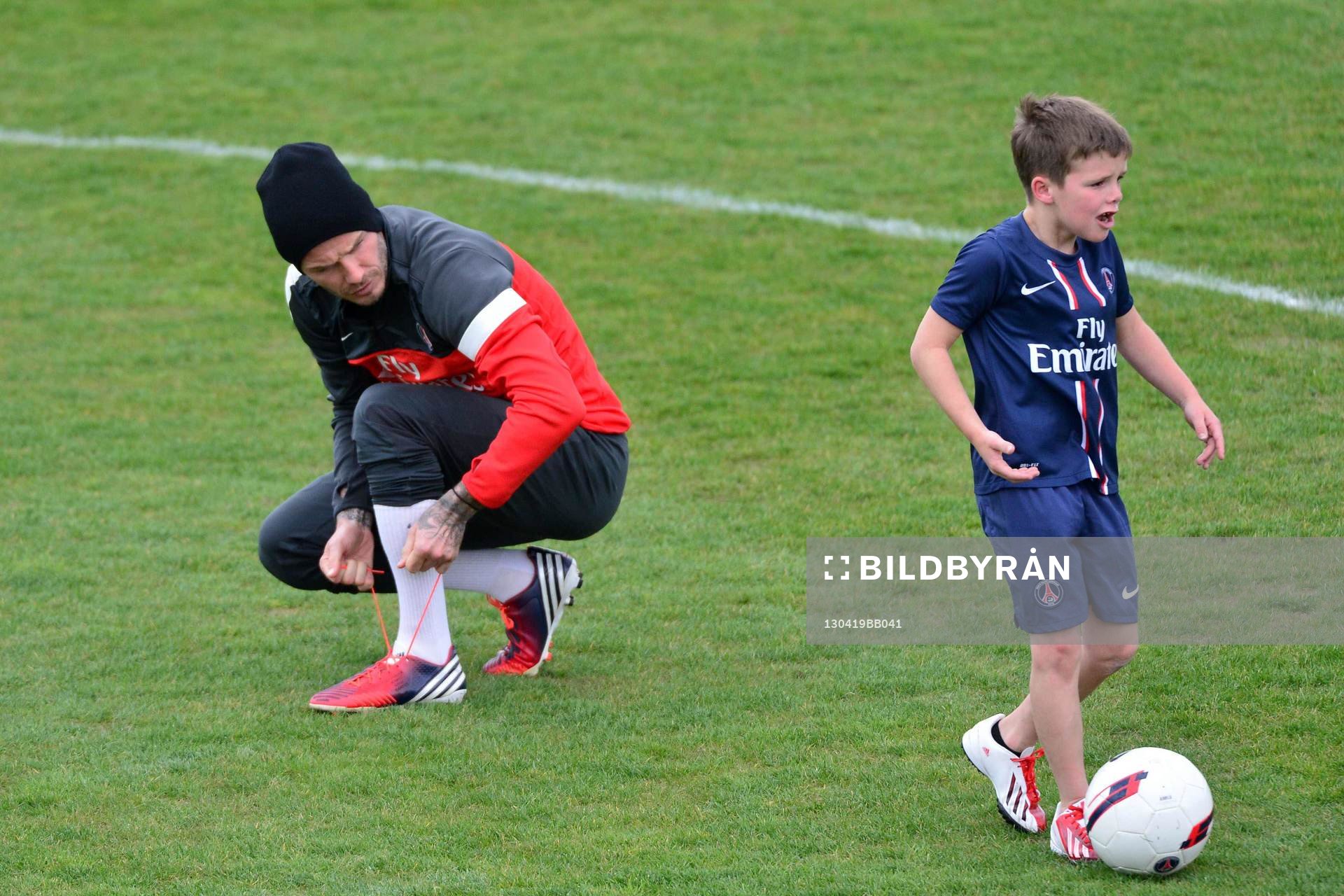 David BECKHAM / Cruz BECKHAM - 19.04.2013 - Entrainement du